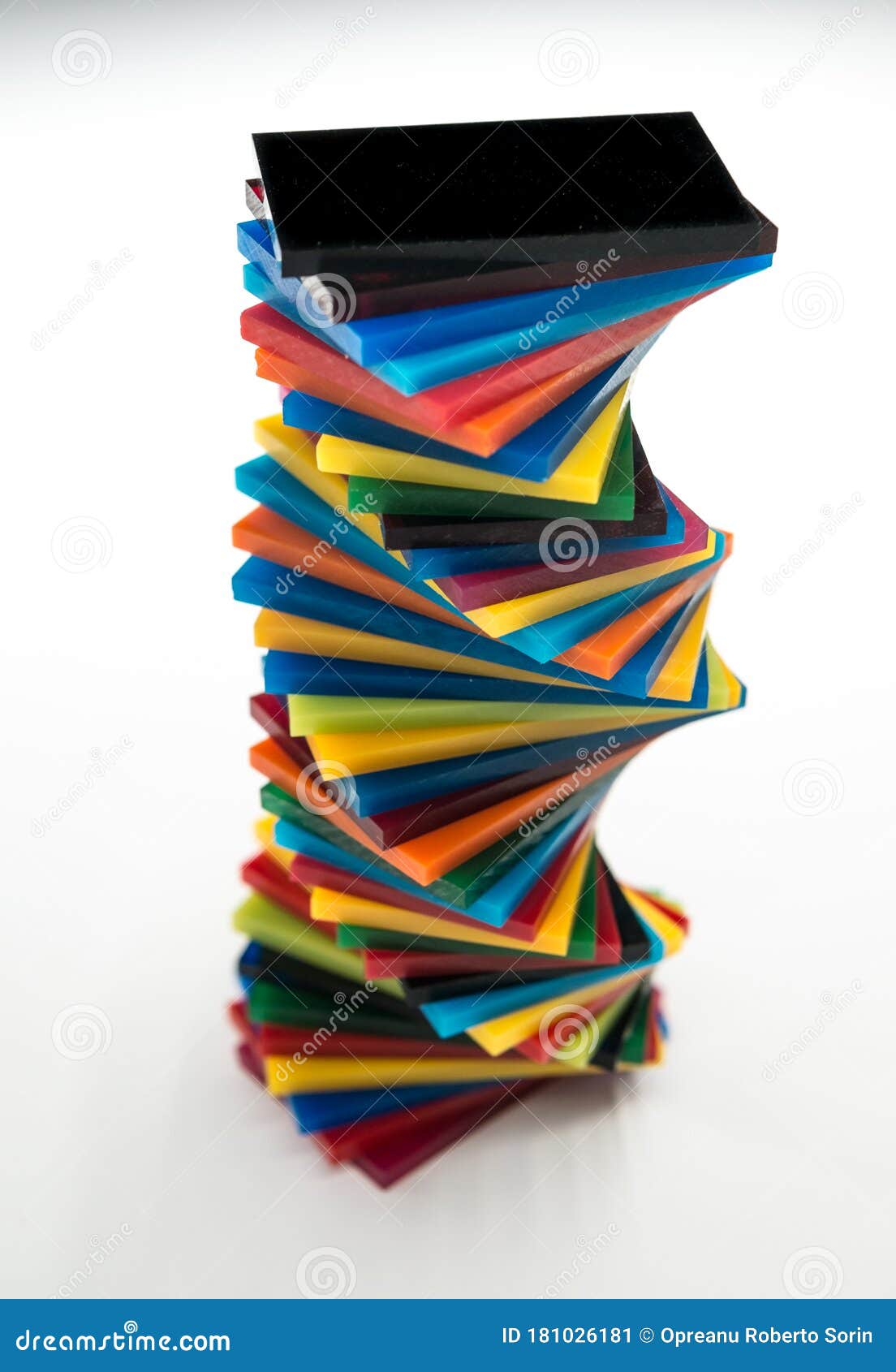 stack of coloured cast acrylic sheet