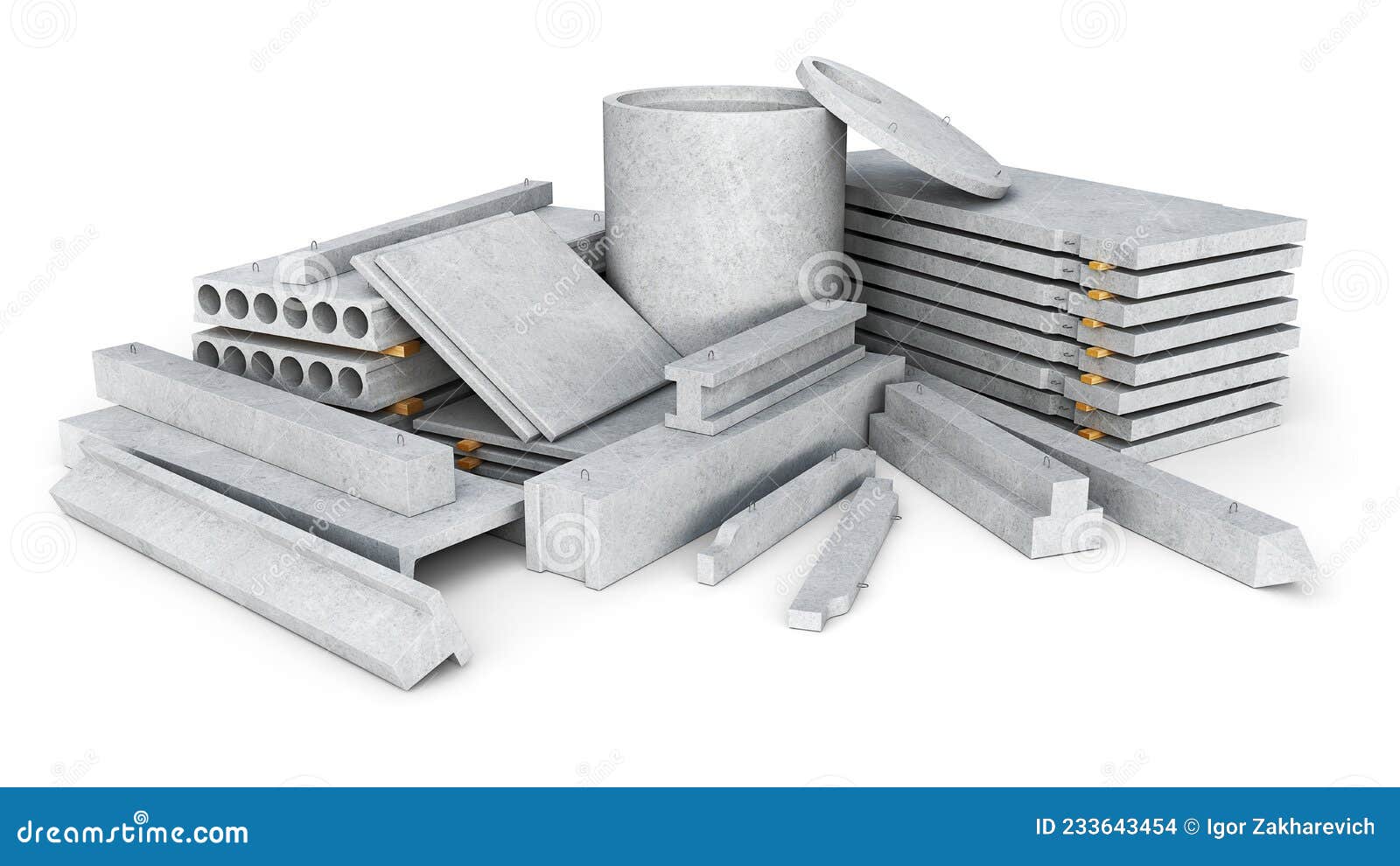 Stack of Concrete Goods Production Different Types of Slabs and