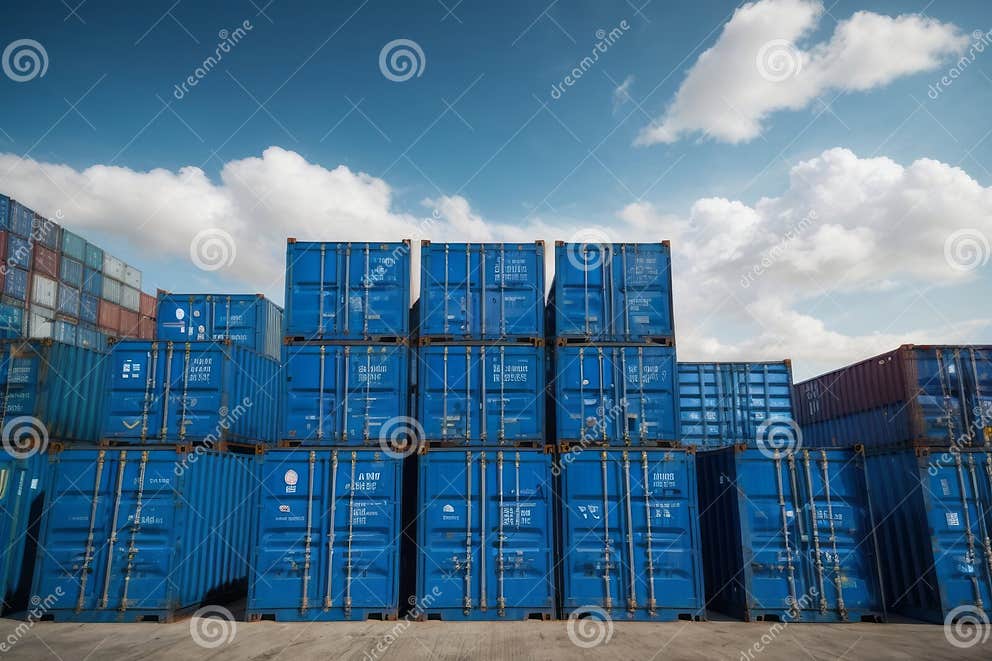 Stack of Container Box for Import and Export Logistics Cargo Delivery ...