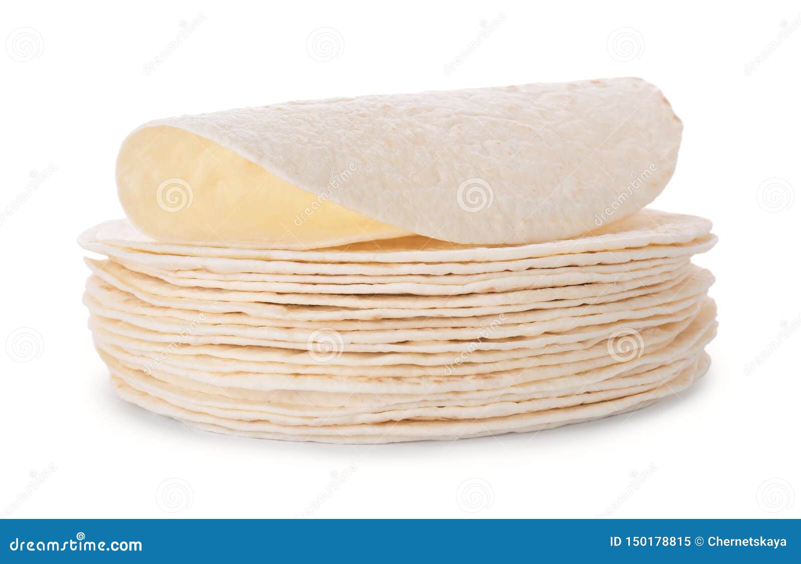 Stack of Corn Tortillas on White. Unleavened Bread Stock Image Image