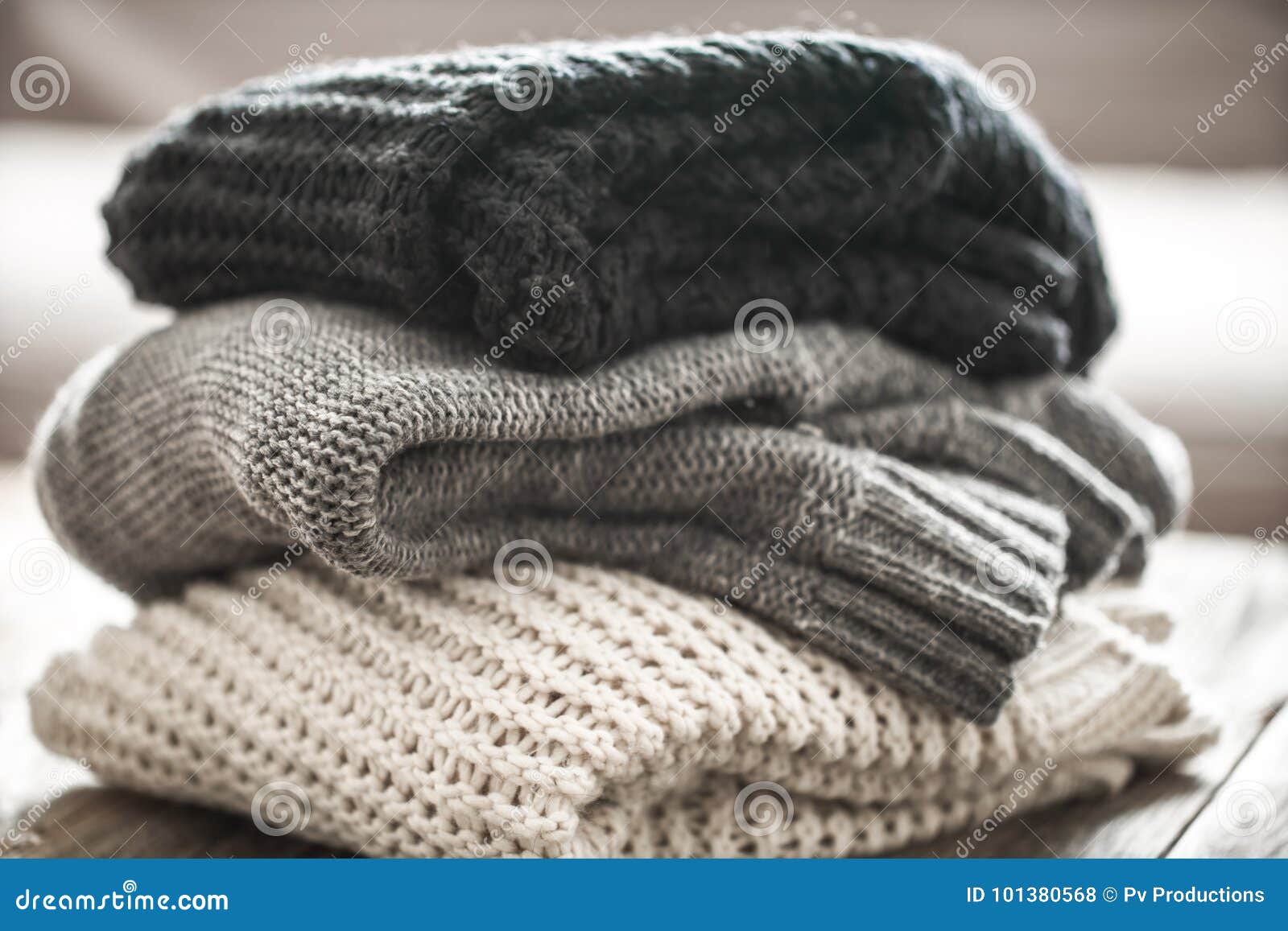 Stack of Cozy Knitted Sweaters Stock Photo - Image of fashion ...