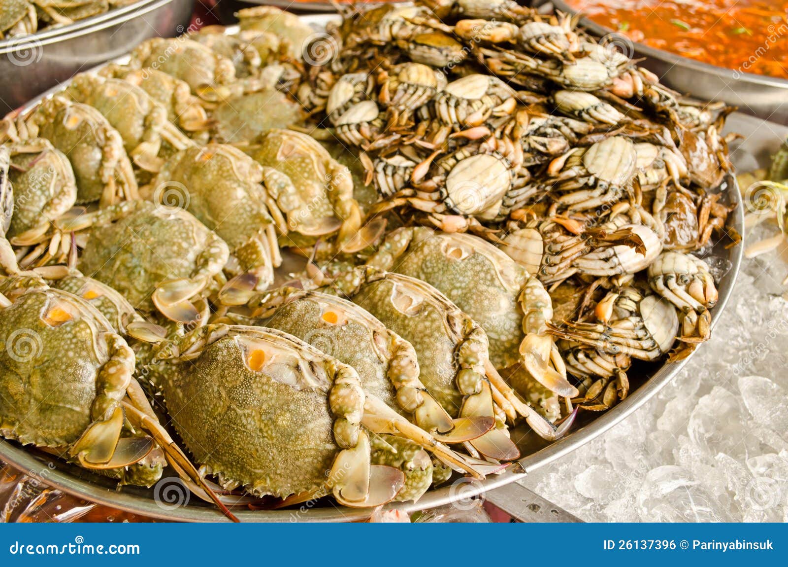 Stack of crab in market stock photo. Image of marine 26137396