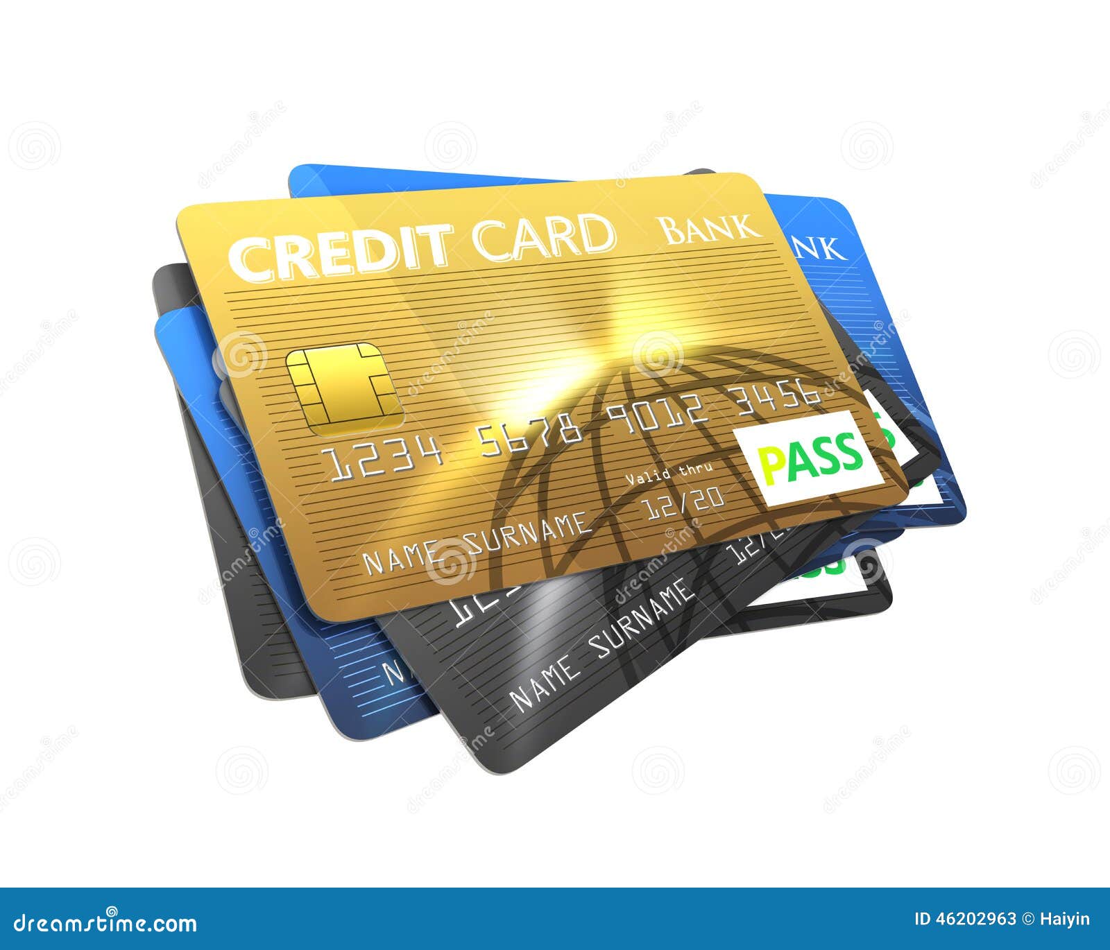 Stack of Credit Card Isolated on White Background Stock Illustration ...