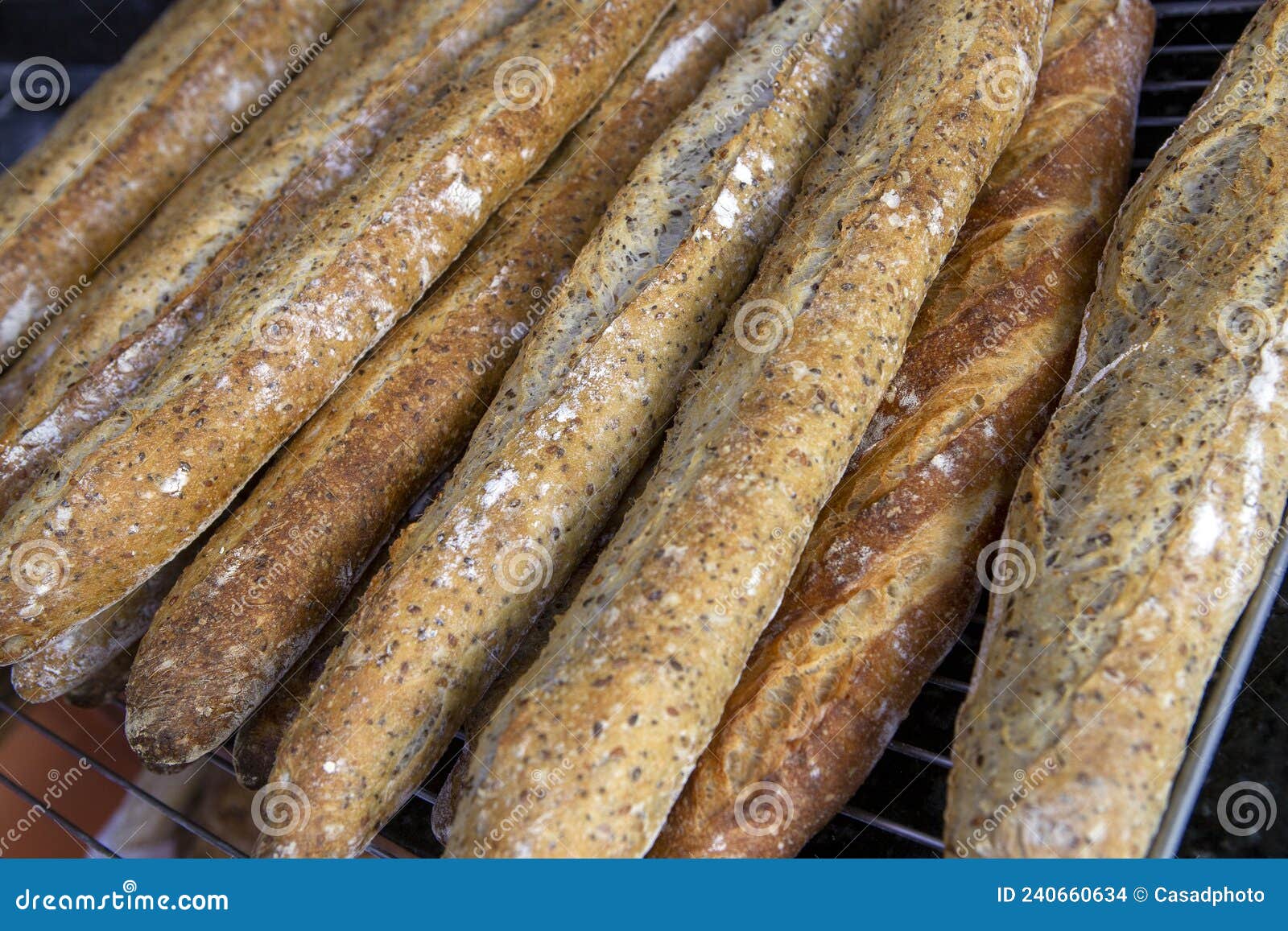 Stack of Crispy Baguettes at the Bakery Stock Photo Image of basic