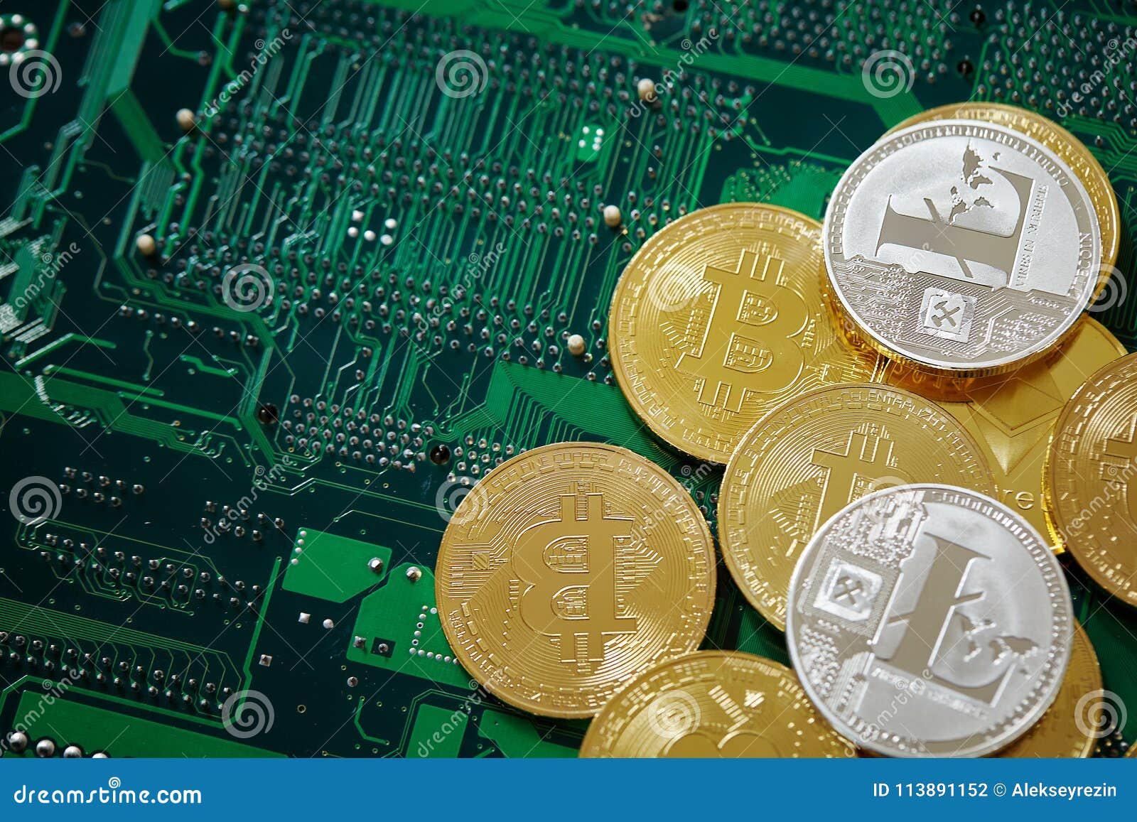 Stack Of Cryptocurrencies In A Circle On Motherboard ...