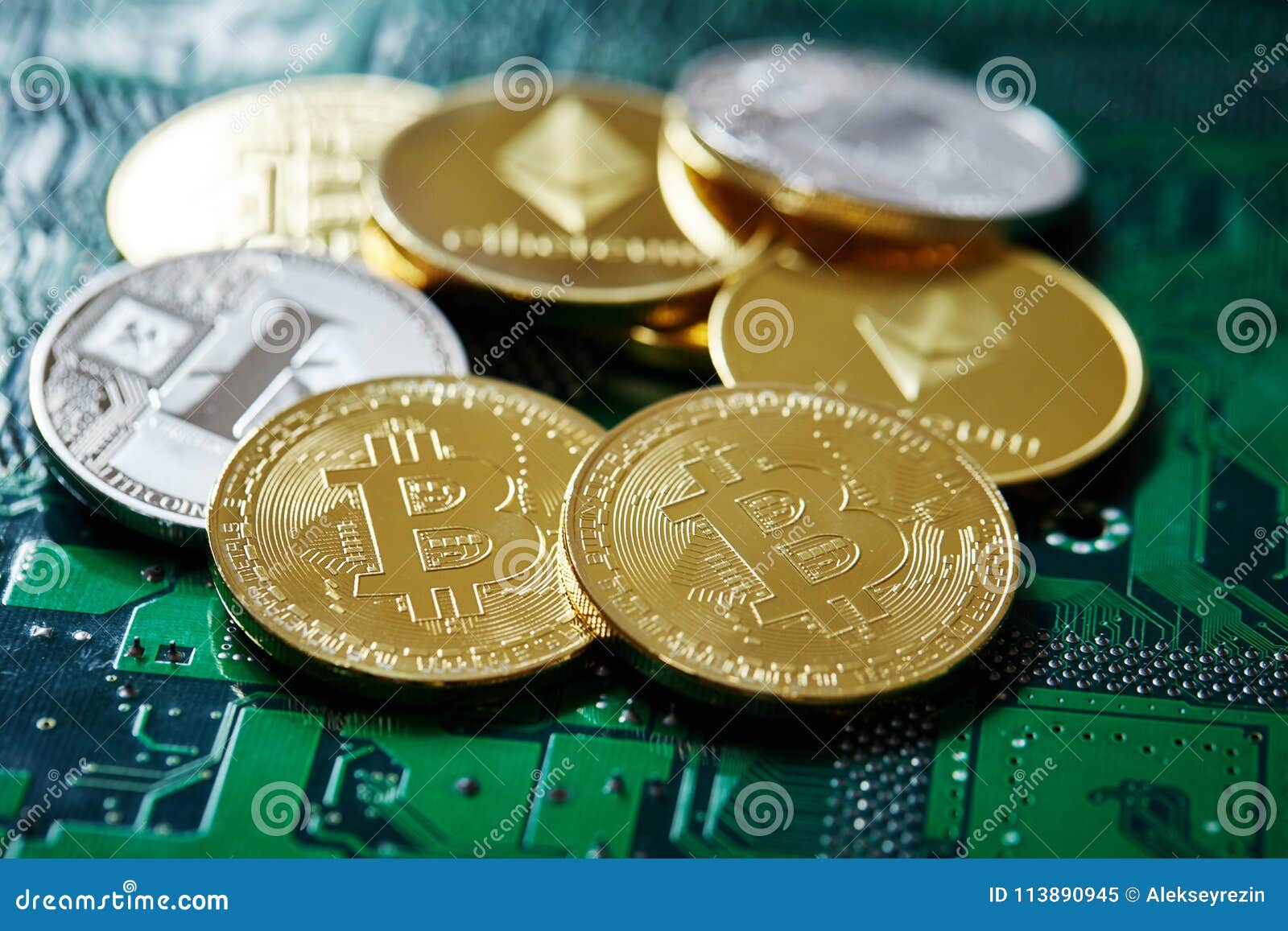 Stack Of Cryptocurrencies In A Circle On Motherboard ...