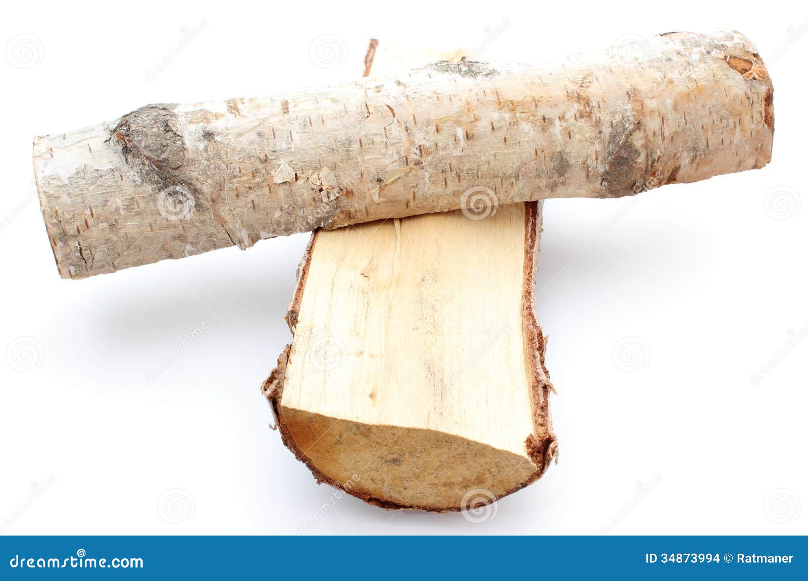 Stack of Cut Logs Firewood from Silver Birch Tree Stock Photo Image