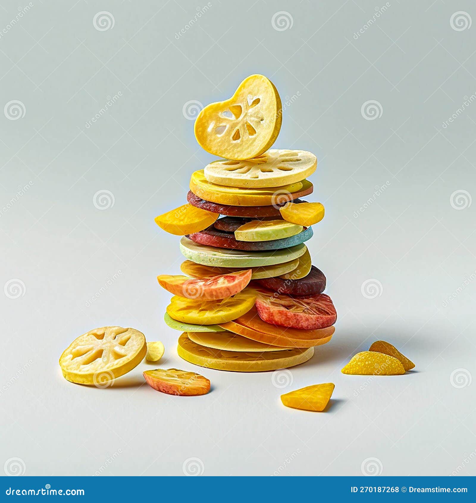 A Stack of Dehydrated, Dried Organic Vegetable Chips. from Carrots and