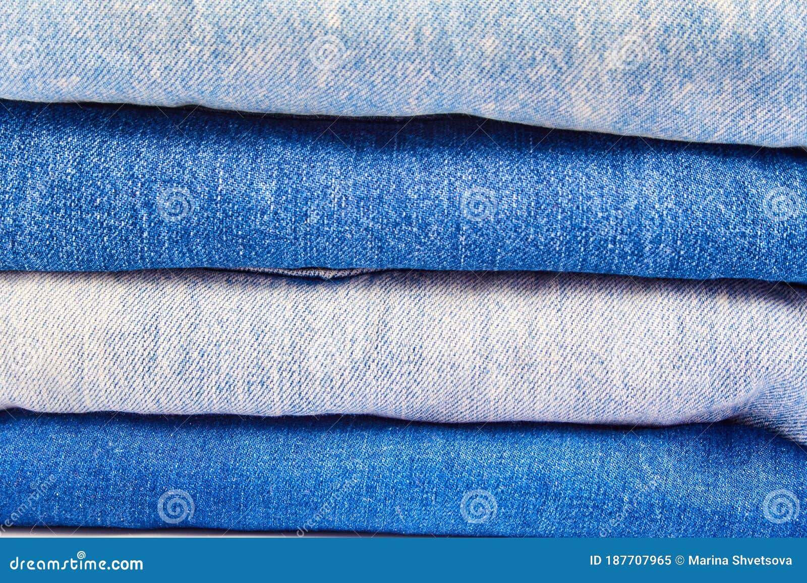 A Stack of Denim Clothing in Closeup. Stock Image Image of garment