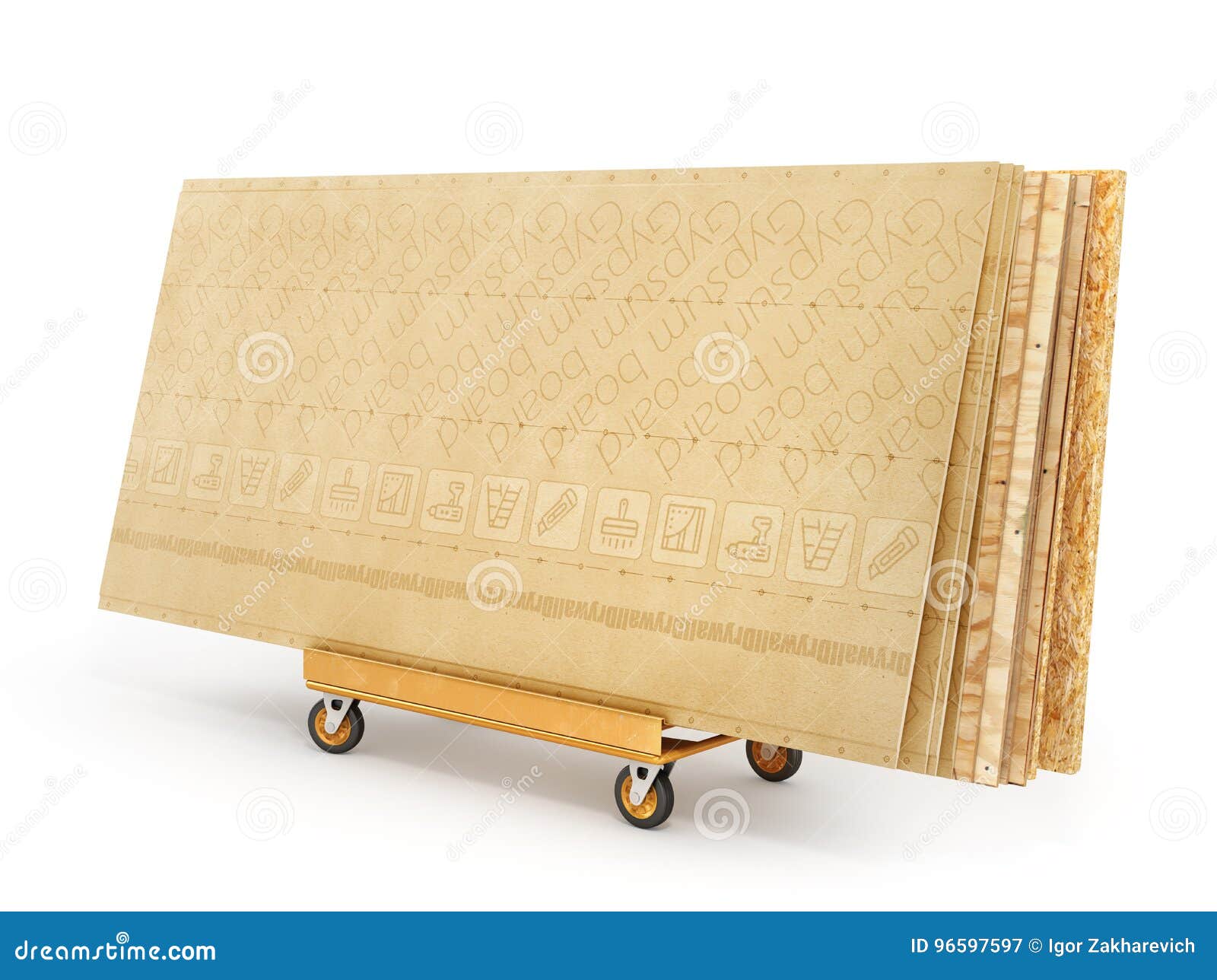 Stack of Different Boards. OSB, Plywood and Gypsum Board Stock Image