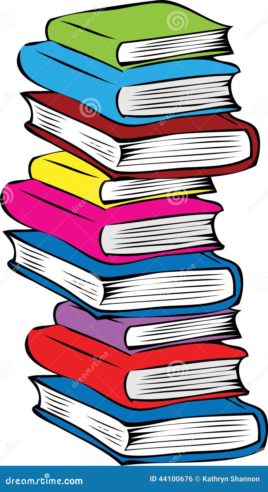 A Stack Of Different Colored Books Stock Vector - Image: 44100676