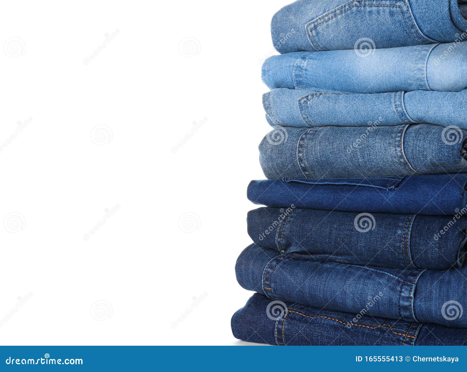 Stack of Different Jeans Isolated Stock Image - Image of collection ...