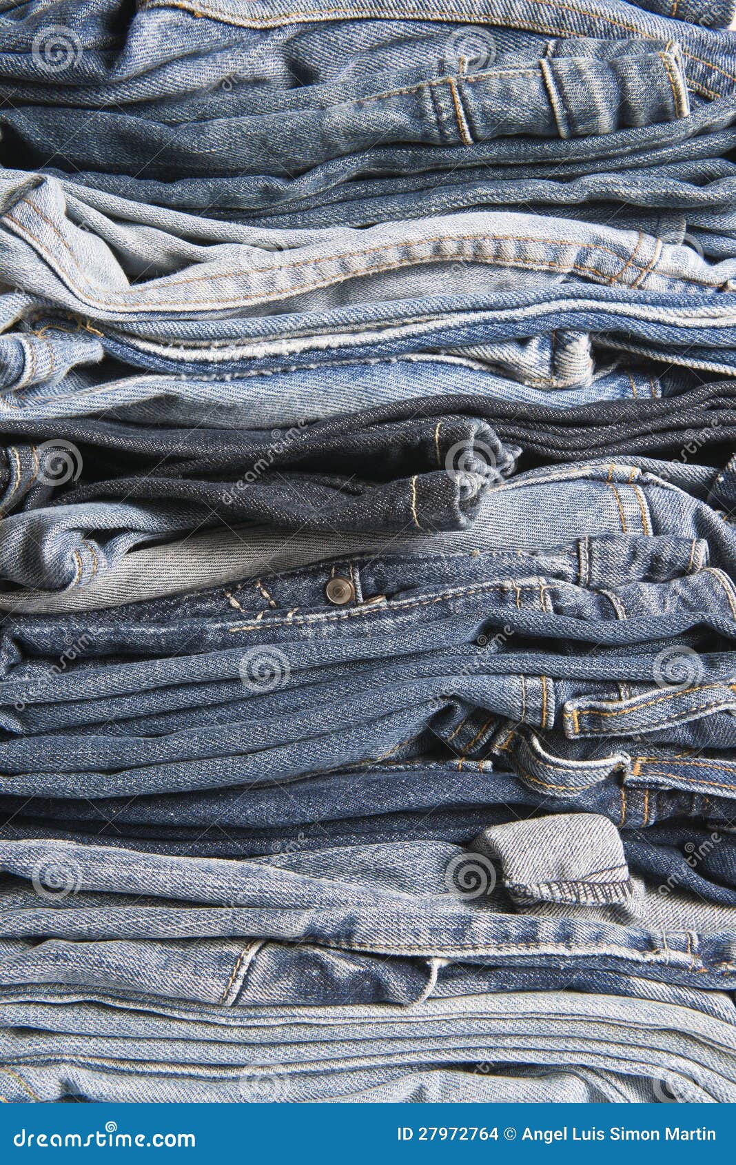 Stack of Different Old Worn Blue Jeans Stock Photo - Image of cloth ...