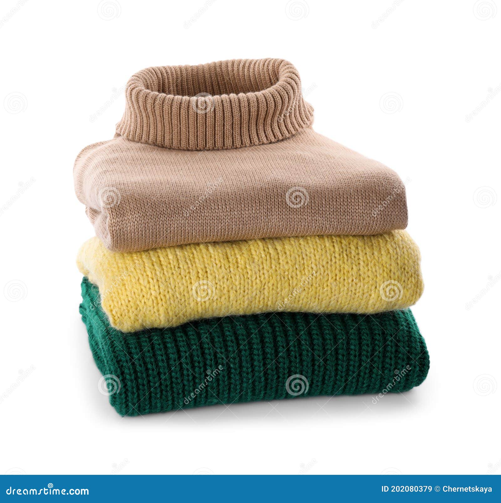 Stack of Different Warm Sweaters Isolated on White Stock Image - Image ...