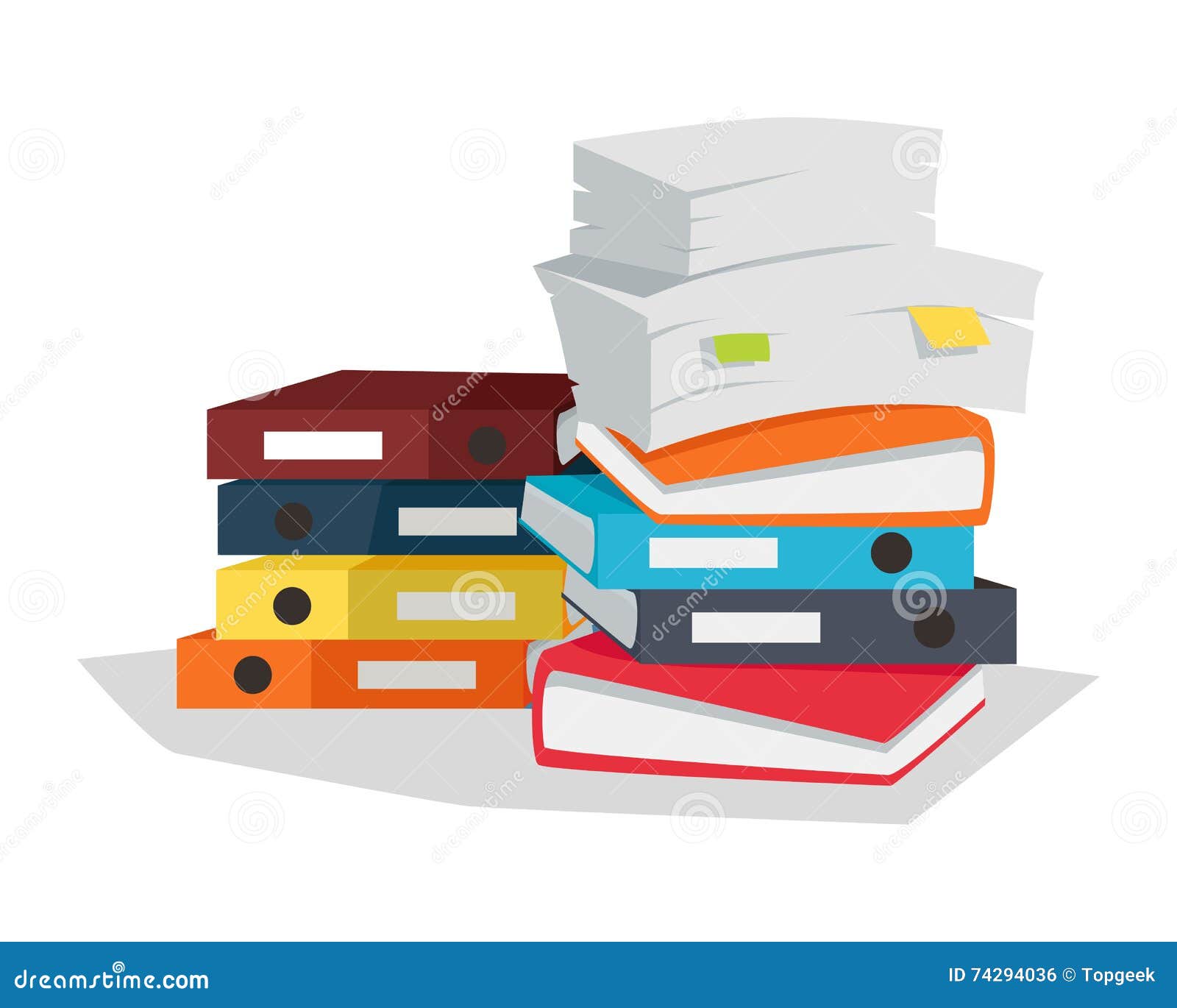 Stack of documents vector flat design on white cartoondealer