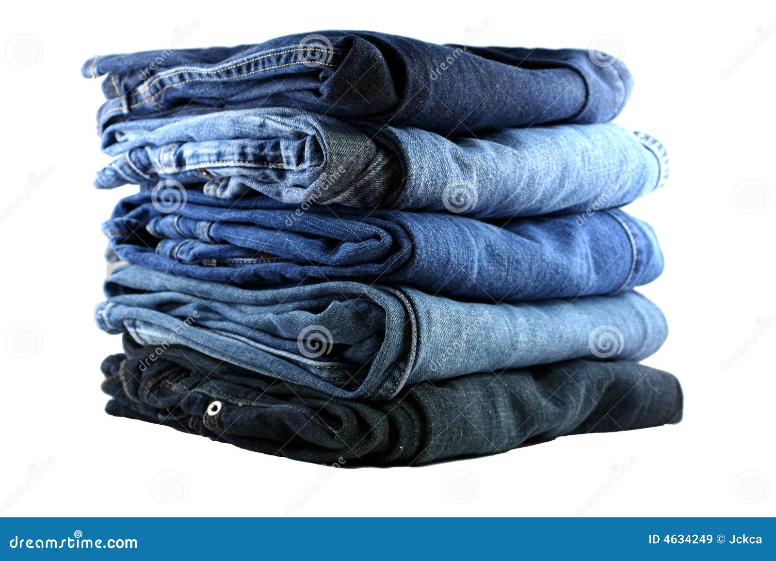 Stack of five blue jeans stock image. Image of pants, outfit - 4634249