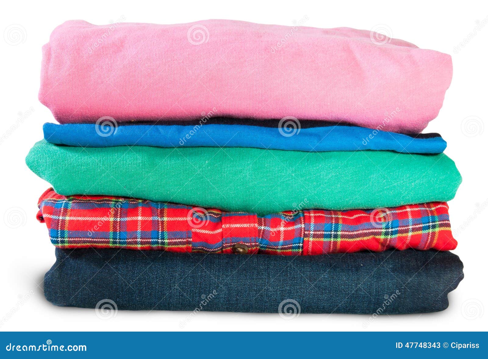 Stack of Five Types of Clothes Stock Image - Image of blue, plaid: 47748343