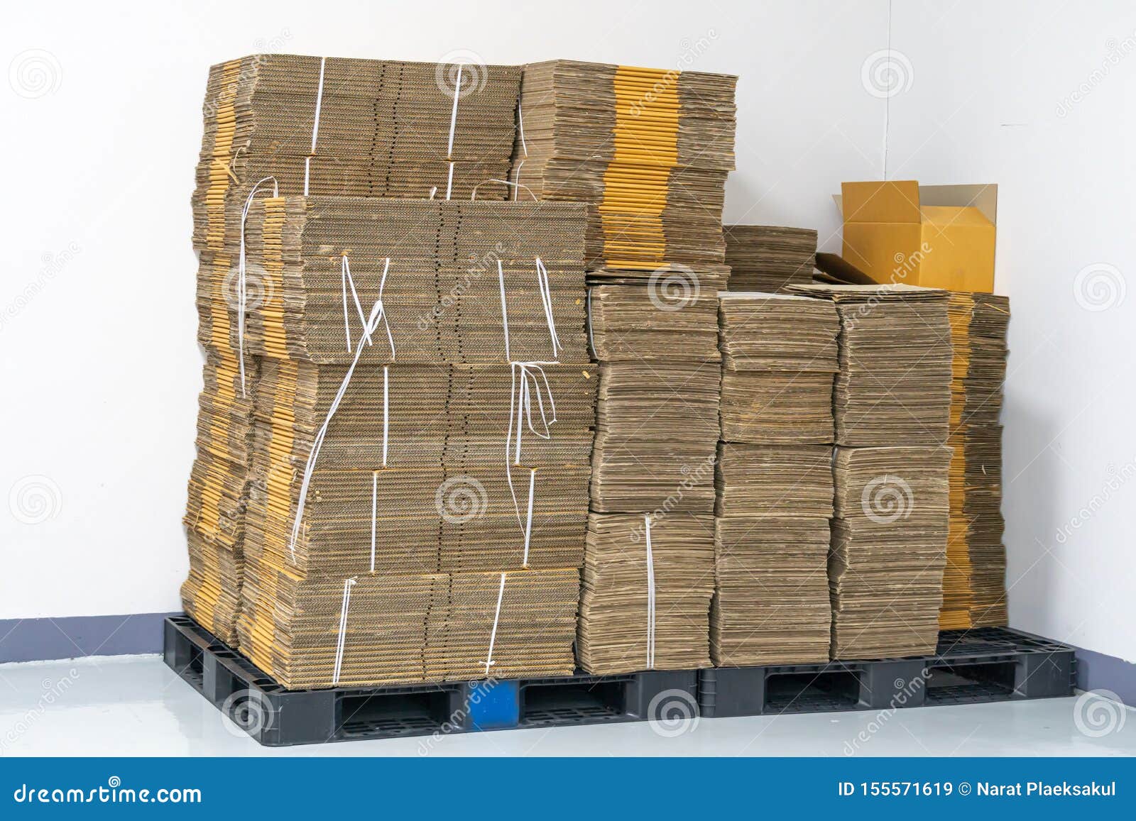 Stack of Flat Pack Cardboard Boxes for Product Packaging Stock Image