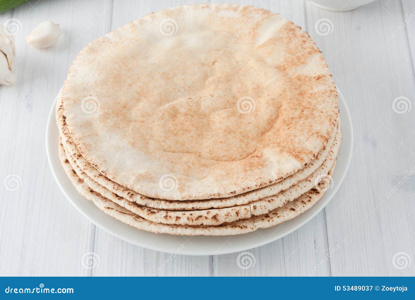 A Stack of Flat Pita Breads Stock Image Image of carbohydrate