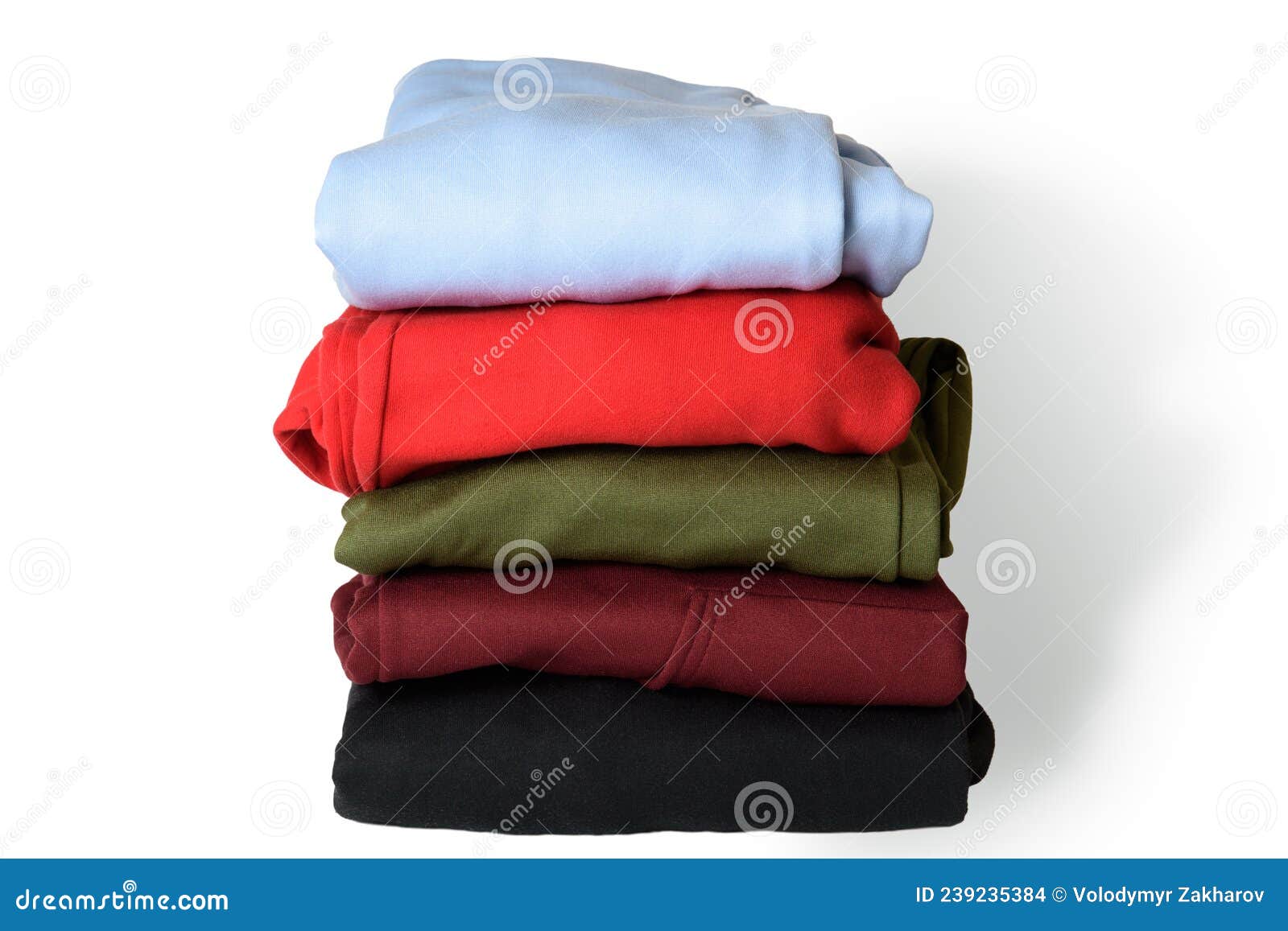 Stack of Folded Hoodie and Hooded Sweatshirts on White Background ...