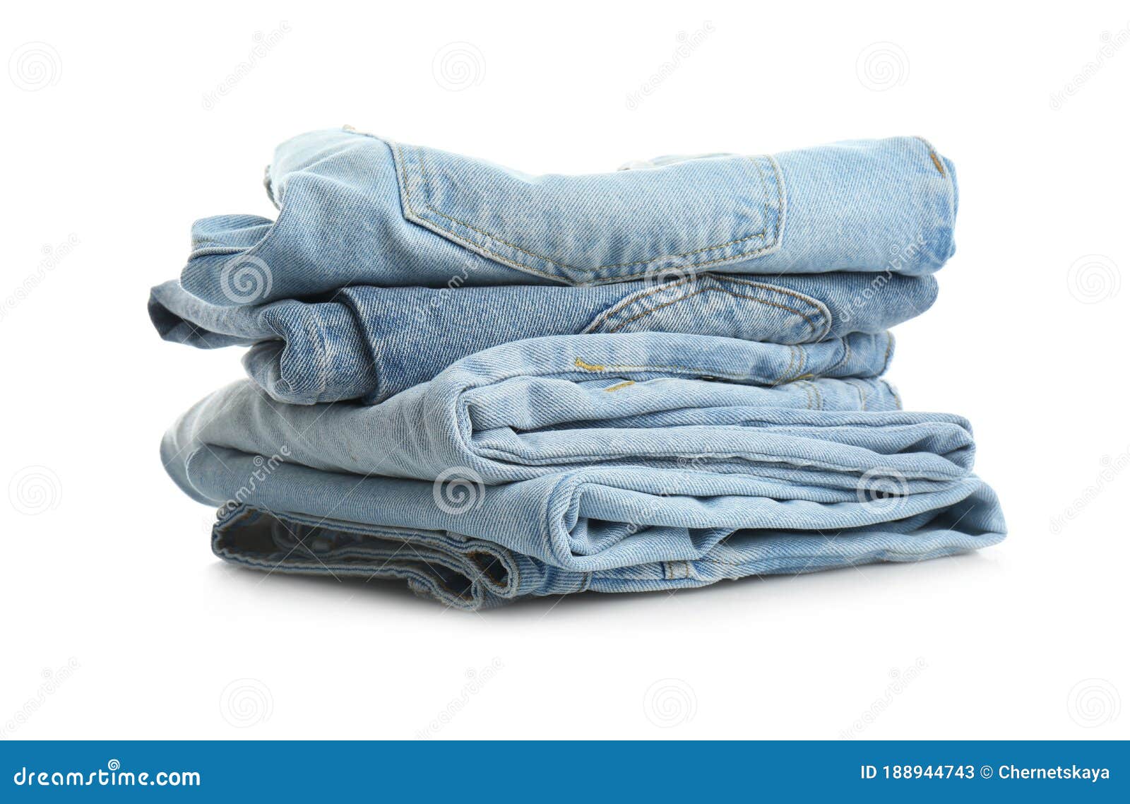 Stack of Folded Jeans Isolated Stock Image - Image of clean, apparel ...