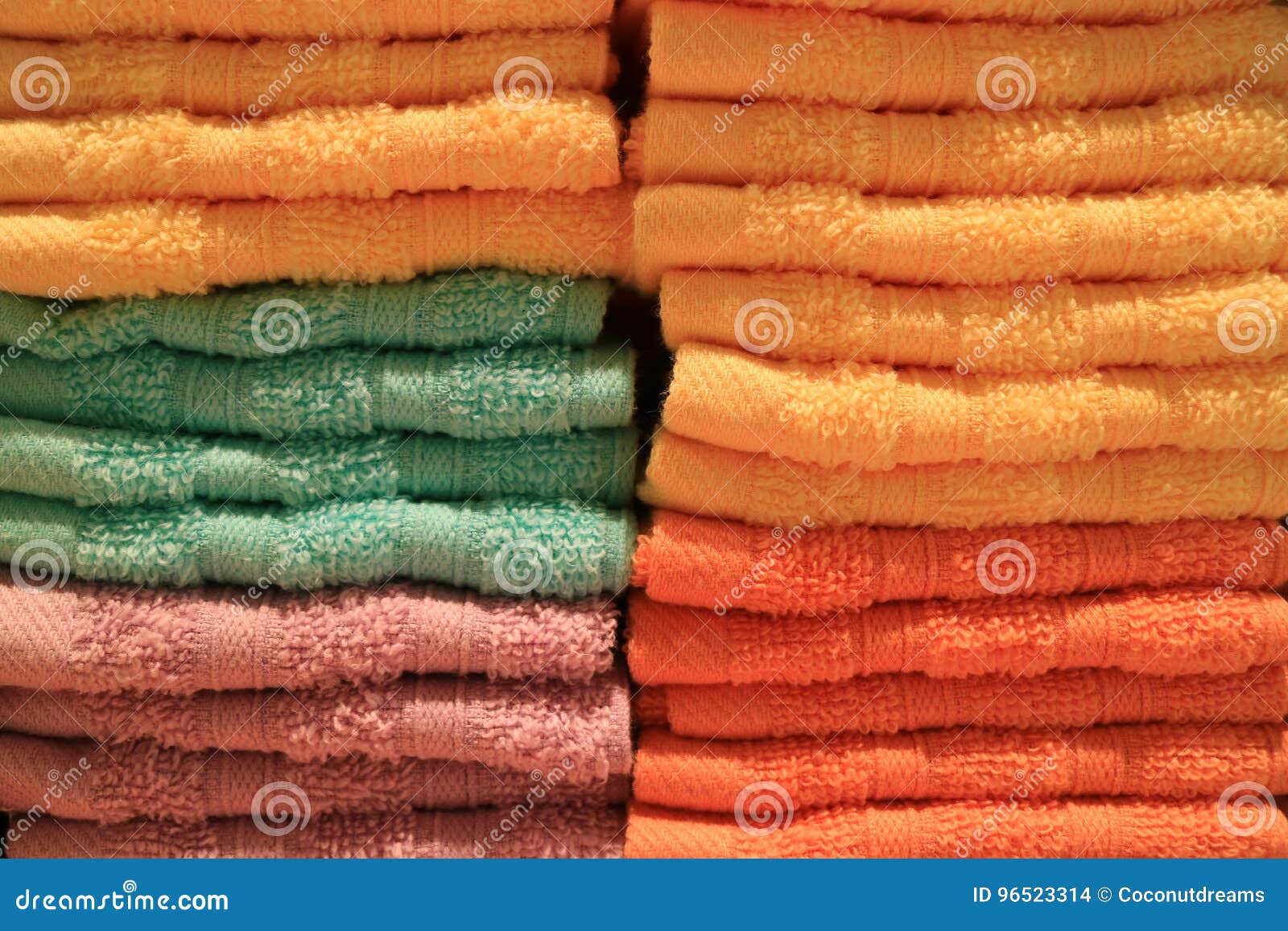Stack of Folded Vibrant Color Bath Towels, Background Stock Photo Image of background, bath