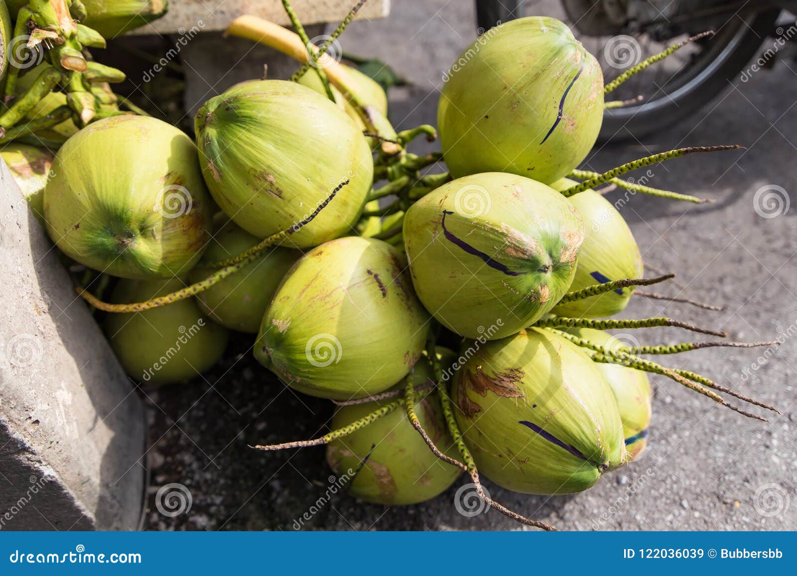 Stack of Fresh Green Coconuts.Thailand. Stock Image Image of