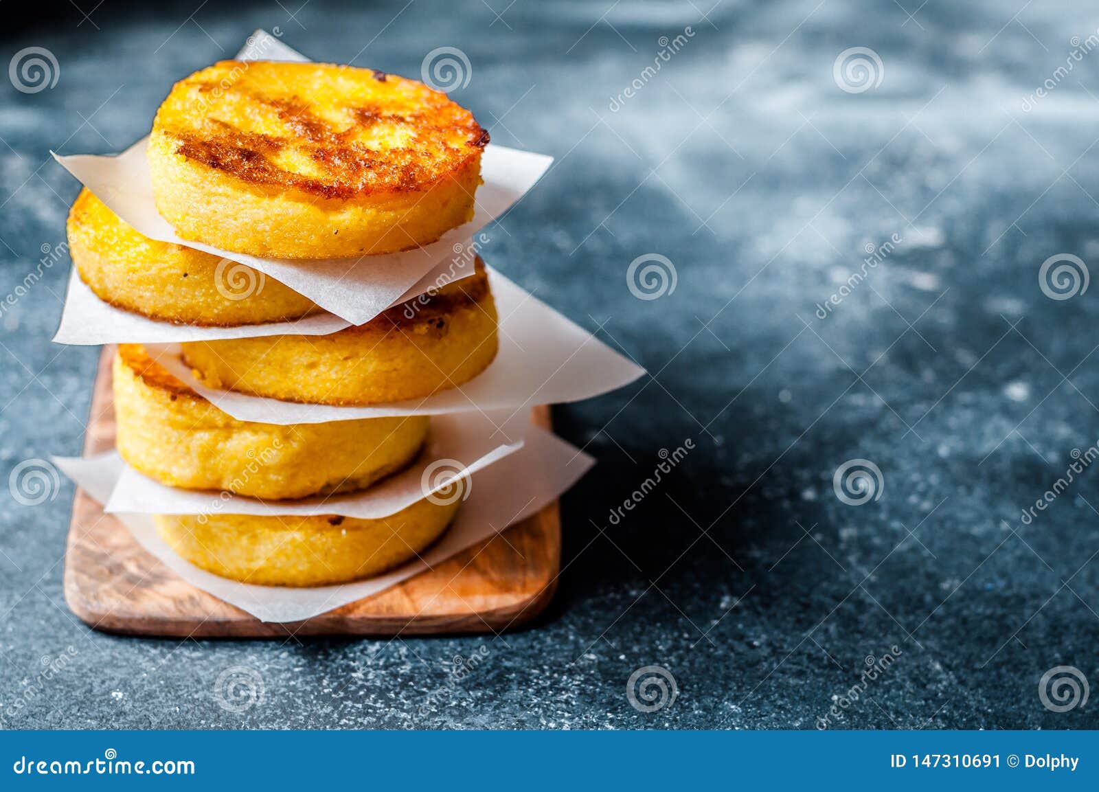 Fried Polenta Discs stock image. Image of dish, corn 147310691