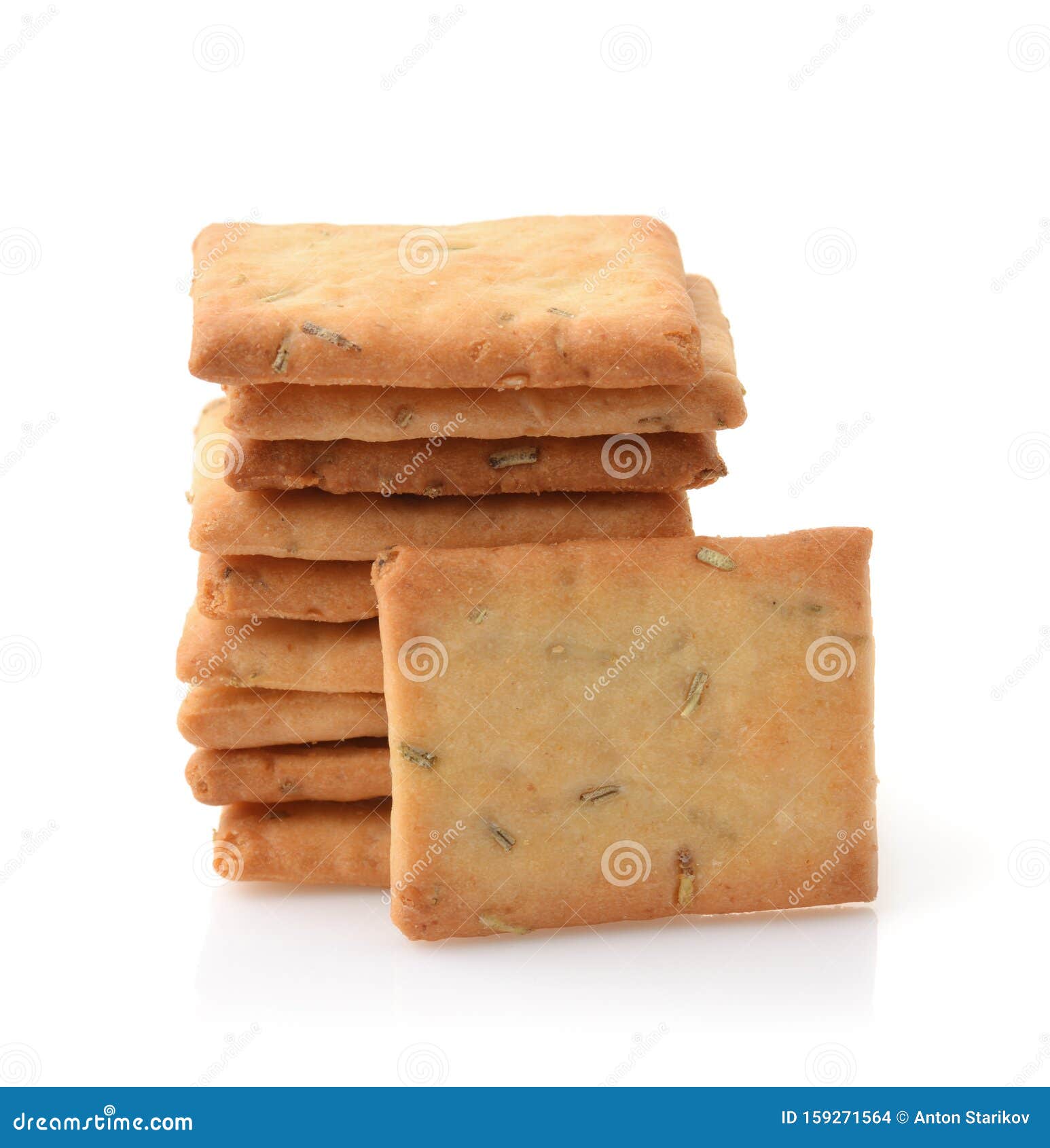 Stack of Garlic, Rosemary and Sea Salt Crackers Stock Photo Image of