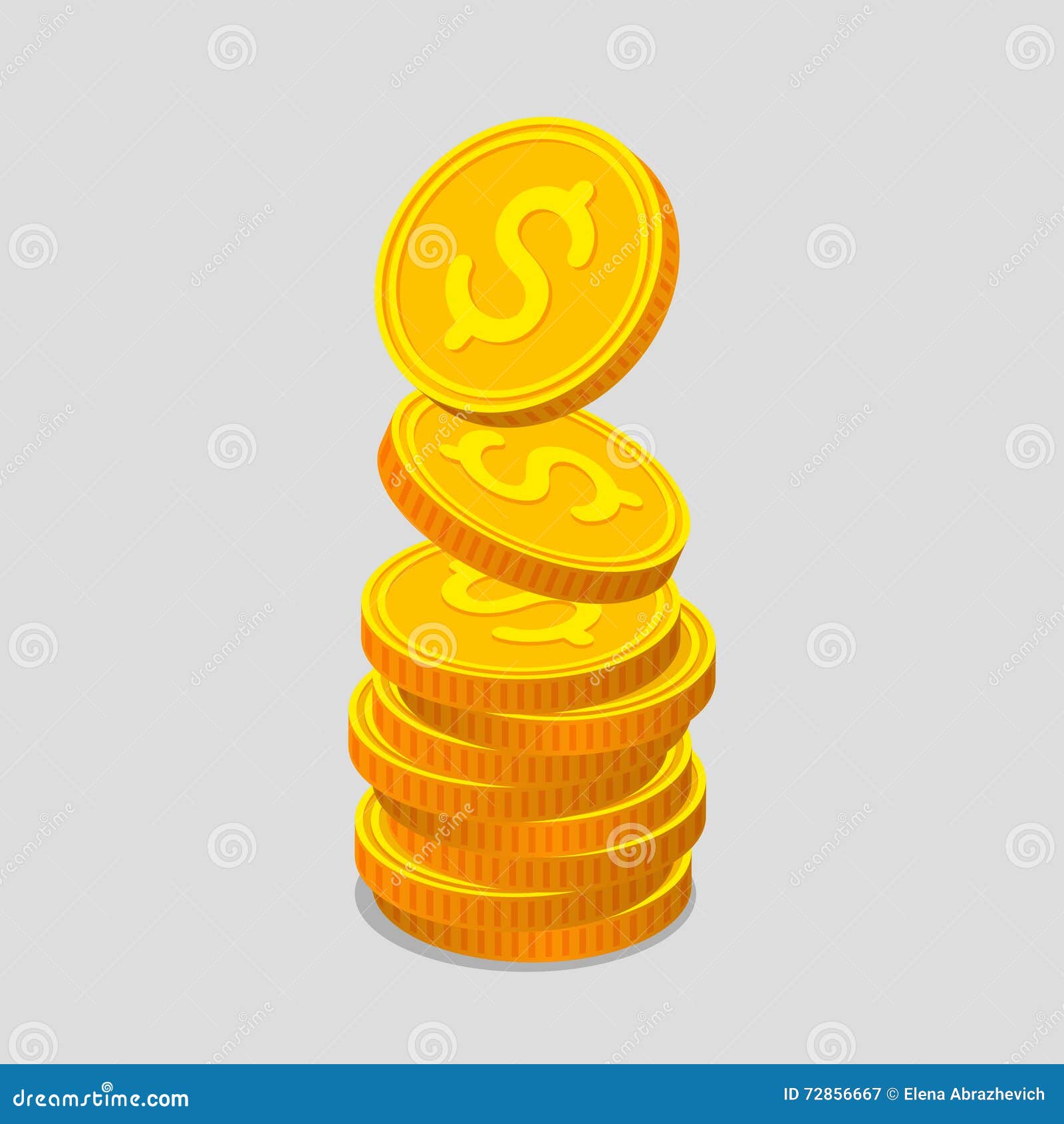 Stack of Gold Coins with Dollar Signs Stock Vector Illustration of