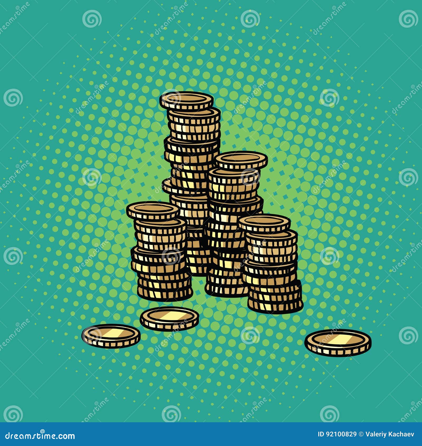 Stack of gold coins stock vector. Illustration of concept - 92100829