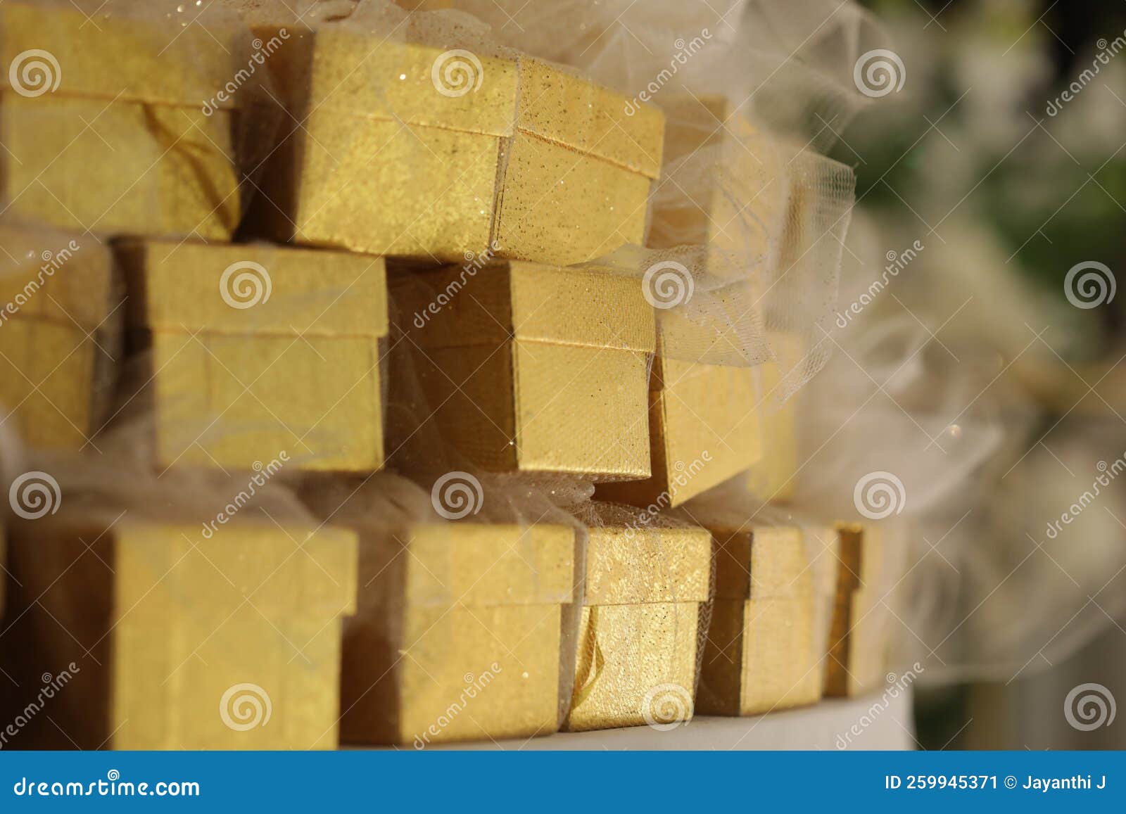 Stack of Gold Color Gift Boxes Stock Image Image of color, christmas