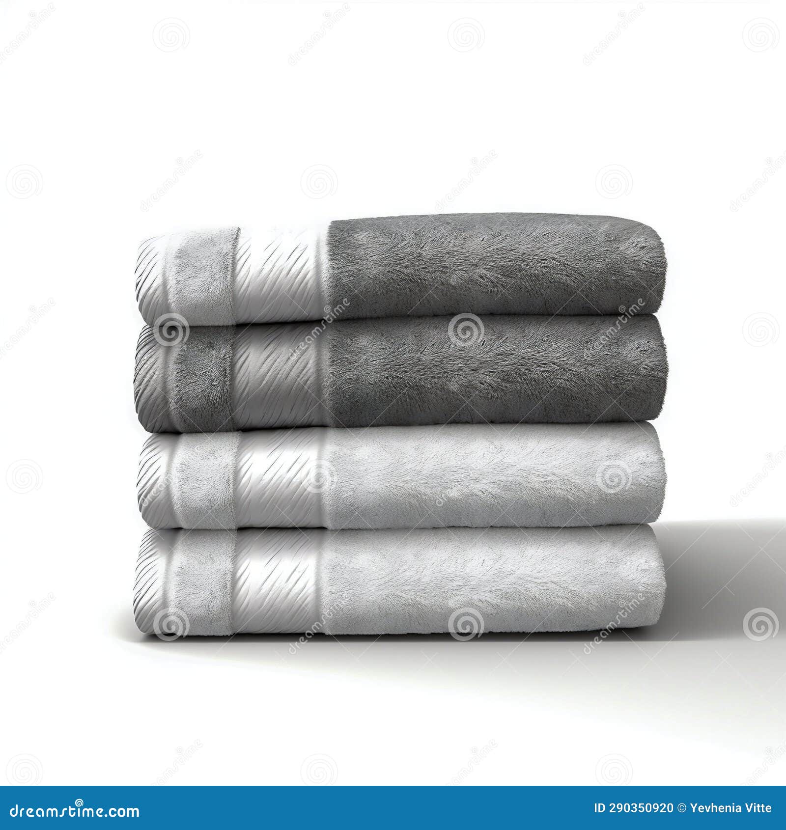 Stack of Gray Towels Isolated on White Stock Illustration