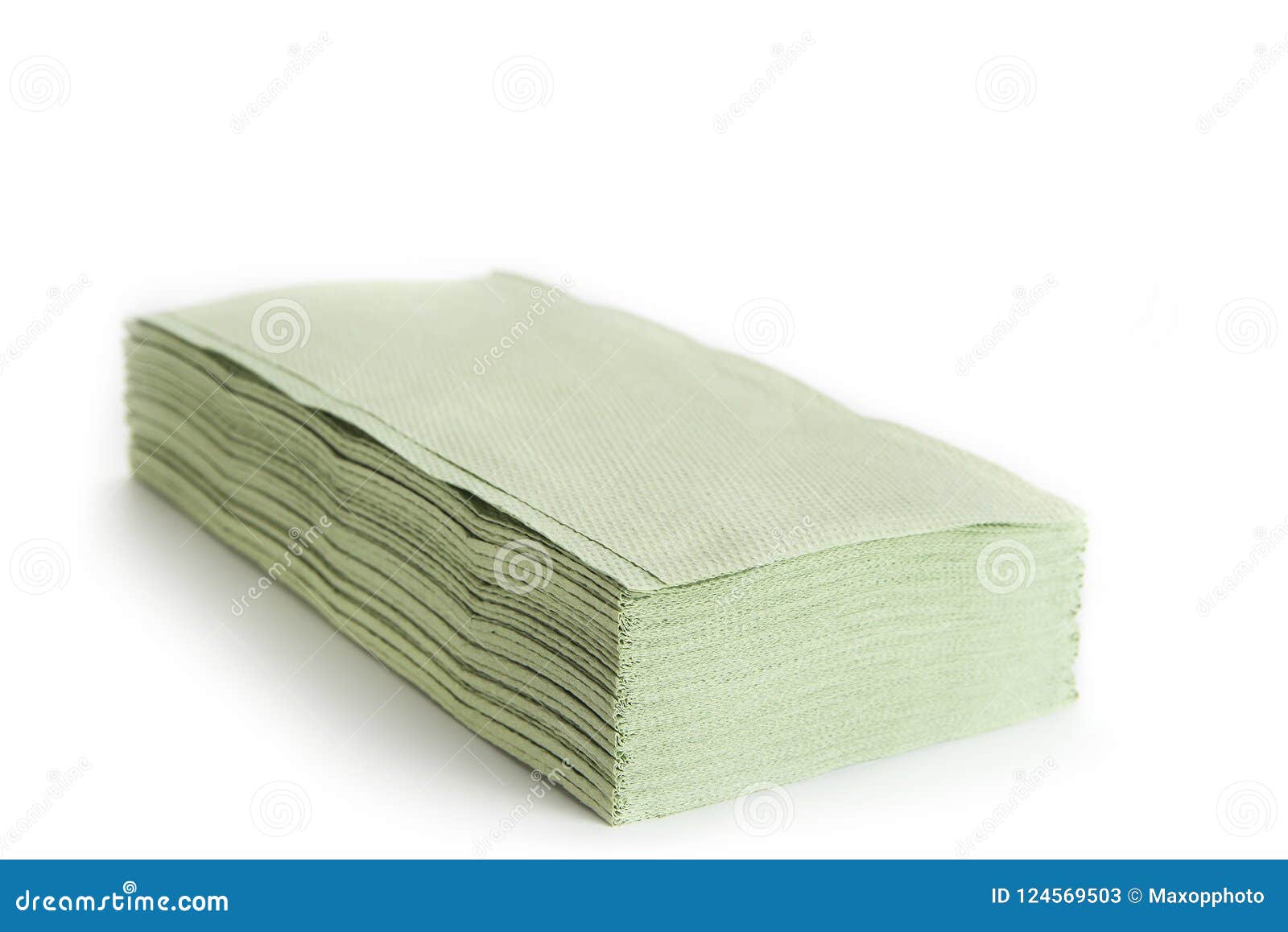 Stack of Green Paper Towel on the White. Stock Image Image of