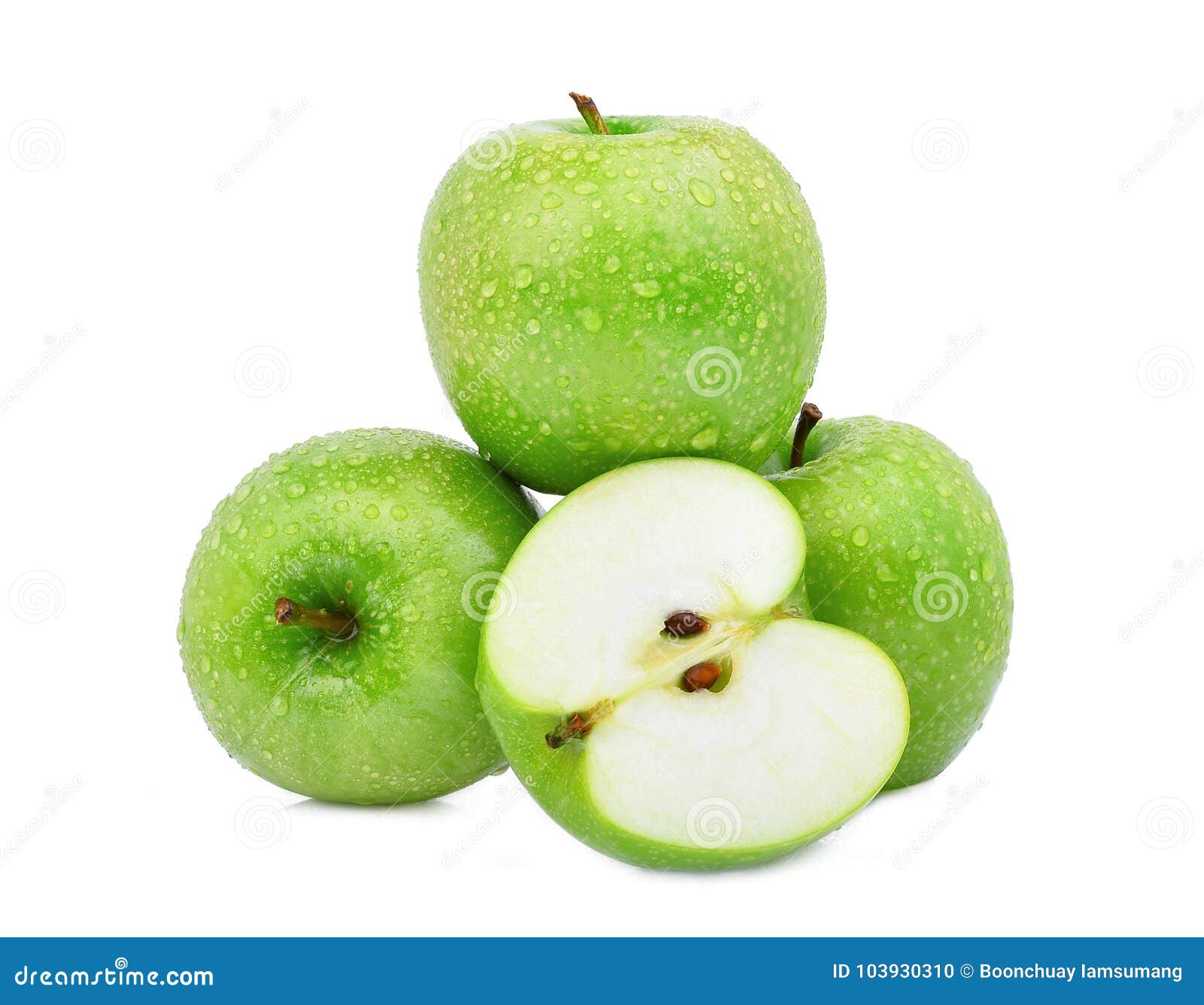 Download Stack And Half Of Green Apple Or Granny Smith Apple Stock Photo - Image of closeup, color: 103930310