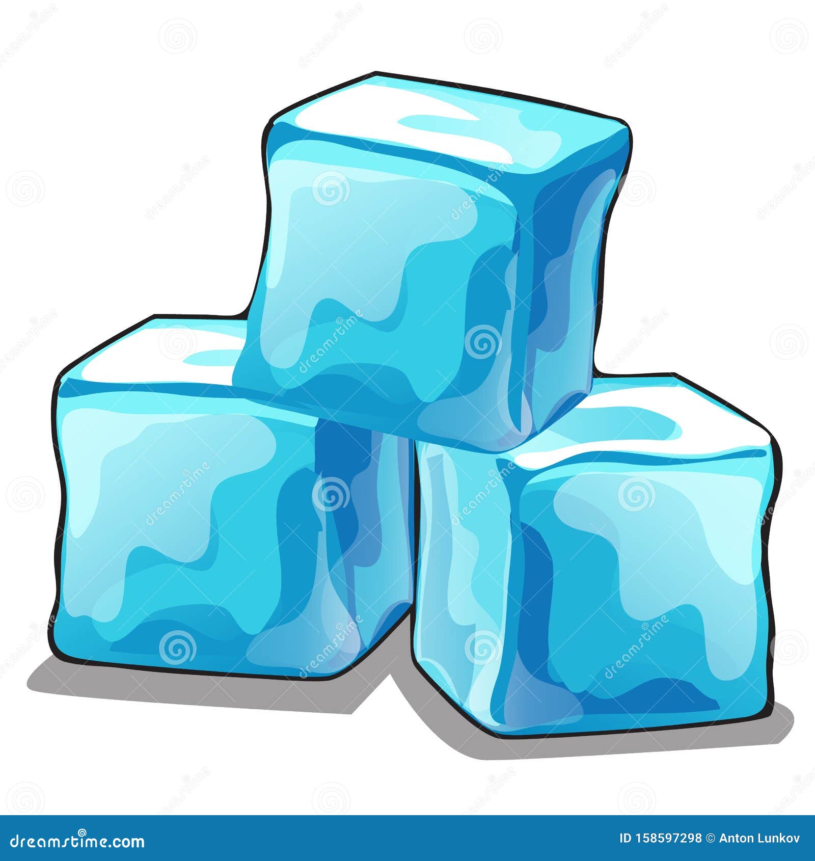 Stack of Ice Cubes Isolated on White Background. Vector Cartoon Close-up  Illustration. Stock Vector - Illustration of purity, pile: 158597298
