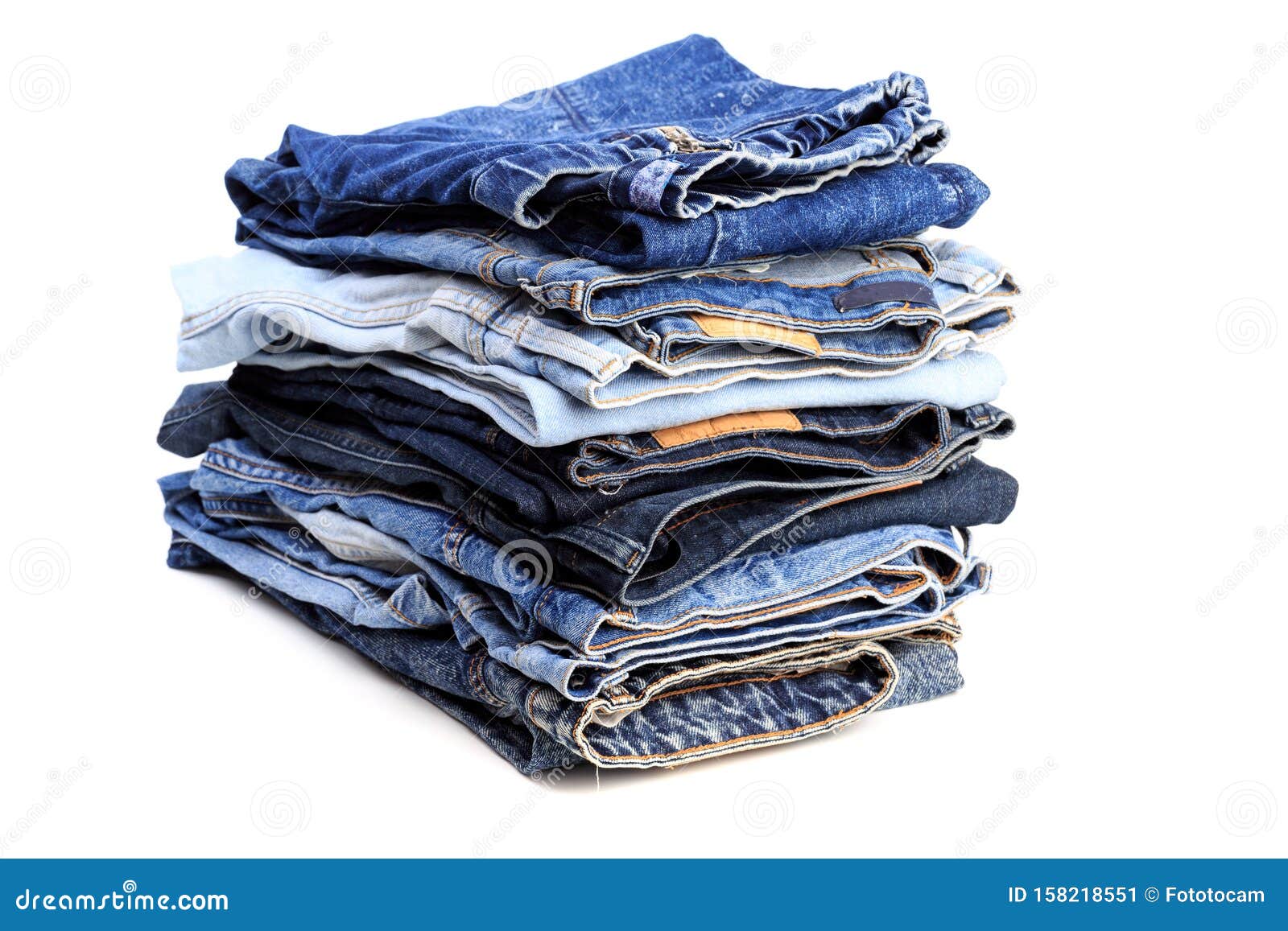Stack of Jeans Pants on White Background - Image Stock Image - Image of ...