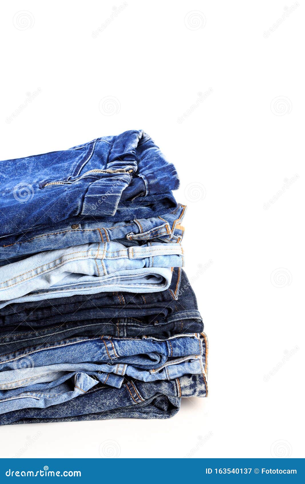 Stack of Jeans Pants on White Background - Image Stock Image - Image of ...