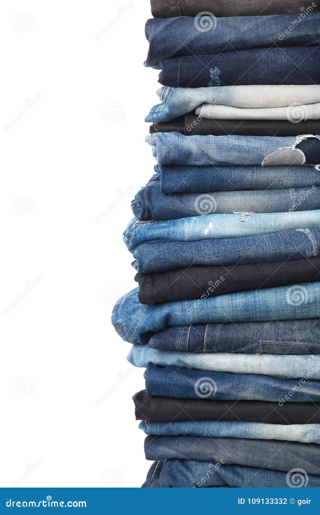 Stack of jeans stock photo. Image of studio, collection - 109133332