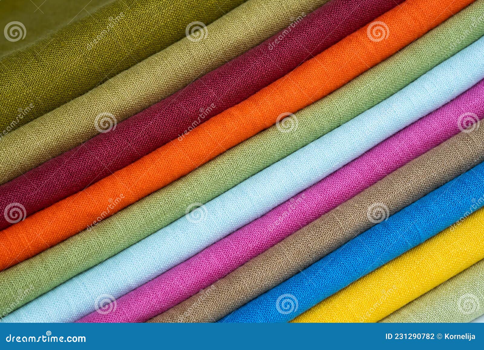 Stack of Linen Fabrics, Close Up Stock Photo Image of crafts, fabric