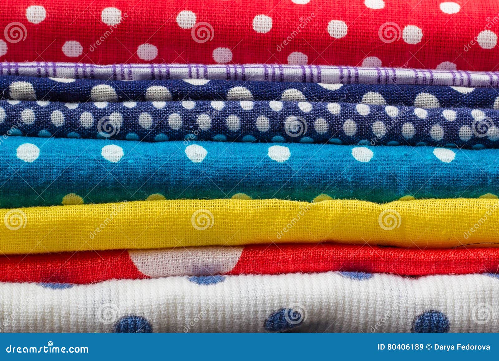 Stack of Many Different Colorful Fabric Wallpaper Stock Image - Image