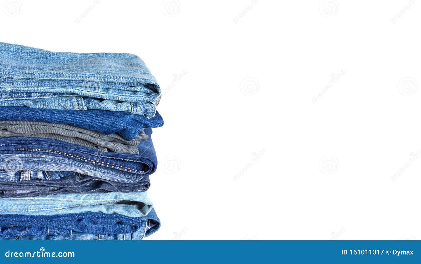 Stack on Many Jeans Isolated on White Close-up Stock Image - Image of ...