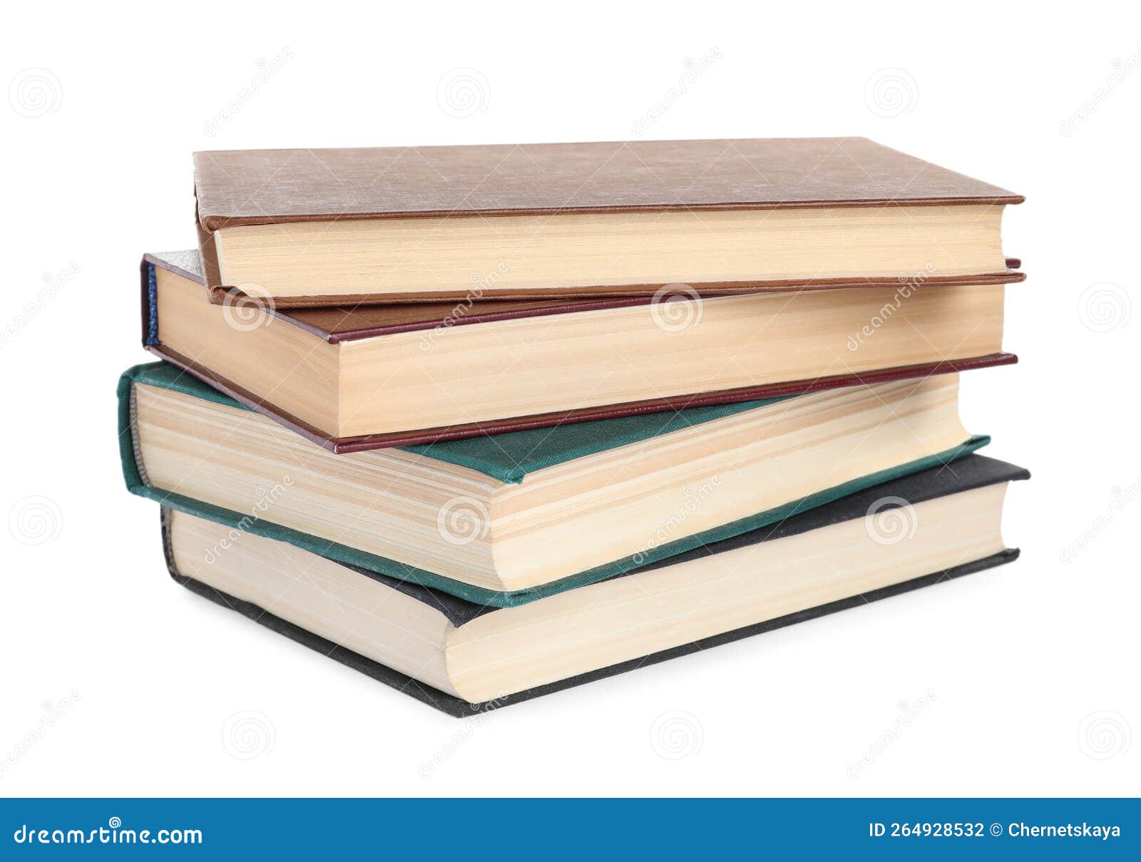 Stack of Many Old Hardcover Books Isolated on White Stock Photo Image