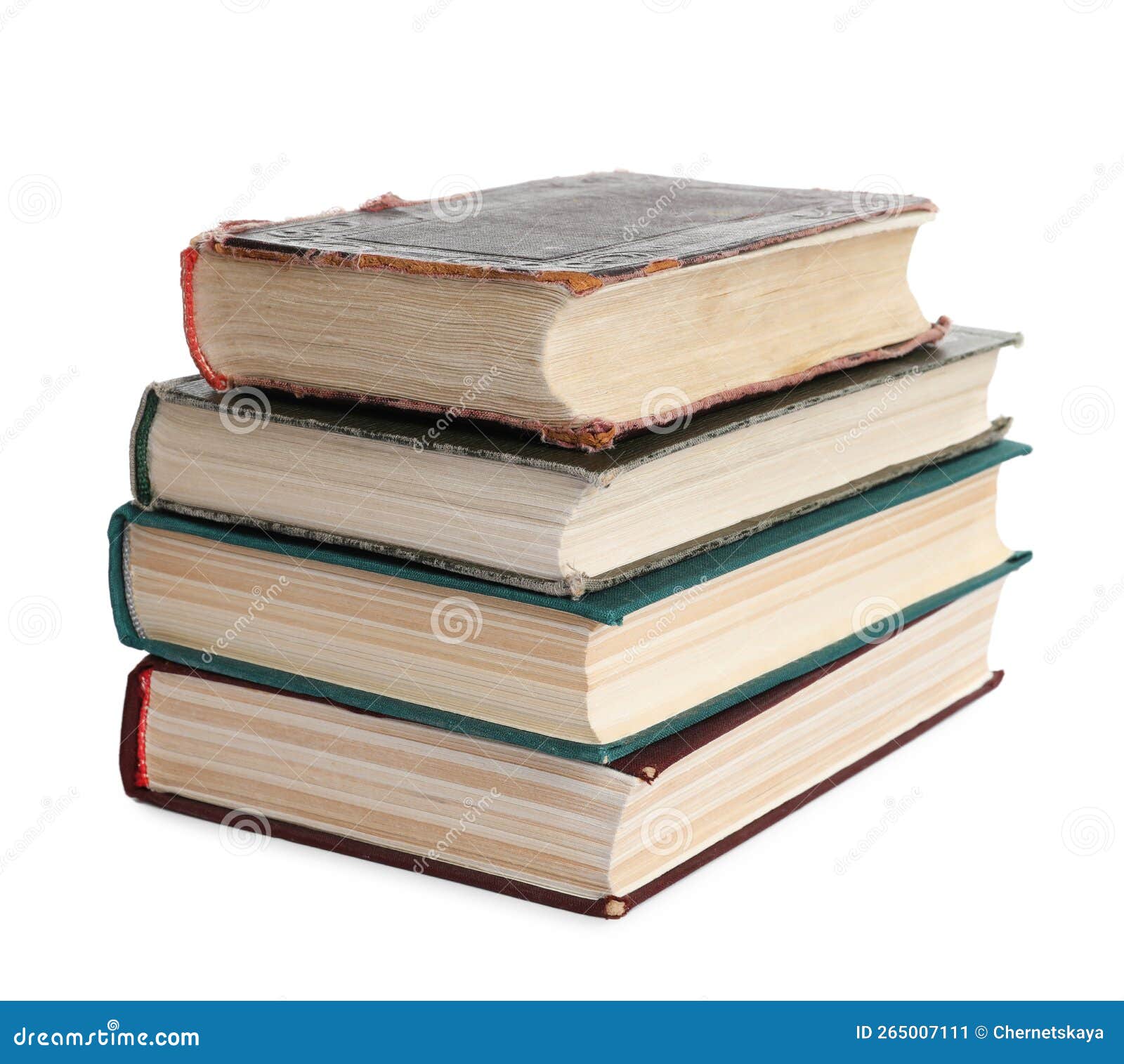 Stack of Many Old Hardcover Books Isolated on White Stock Image Image
