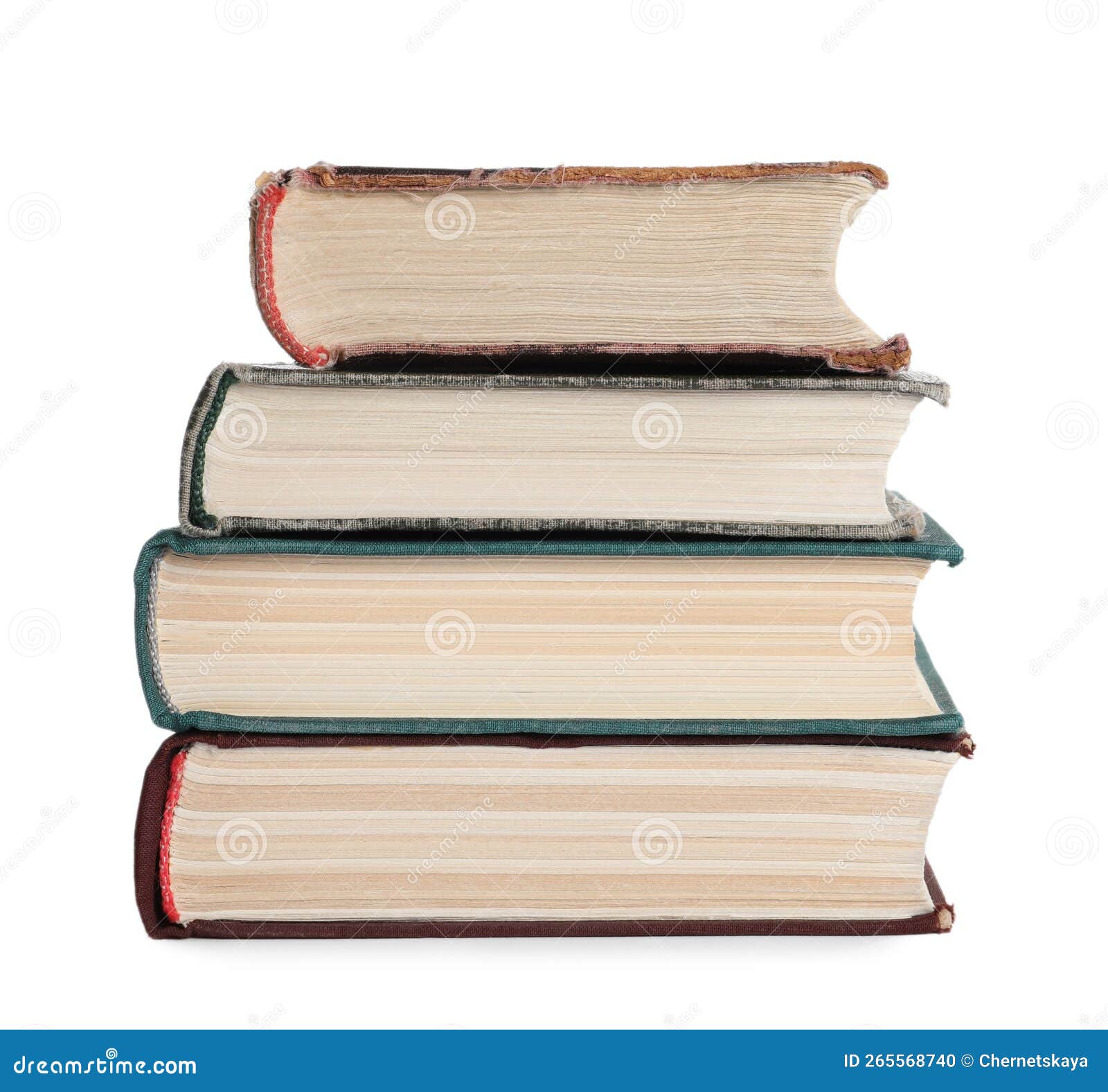 Stack of Many Old Hardcover Books Isolated on White Stock Photo Image
