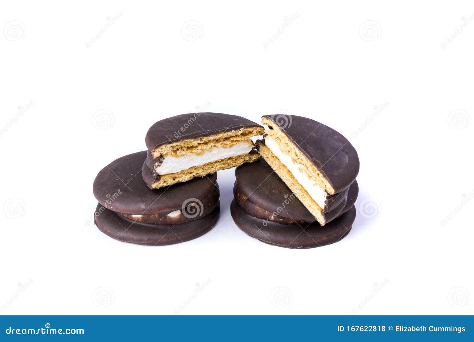 Stack of Marshmallow Chocolate Covered Sandwich Cookies Stock Photo Image of fresh, pile