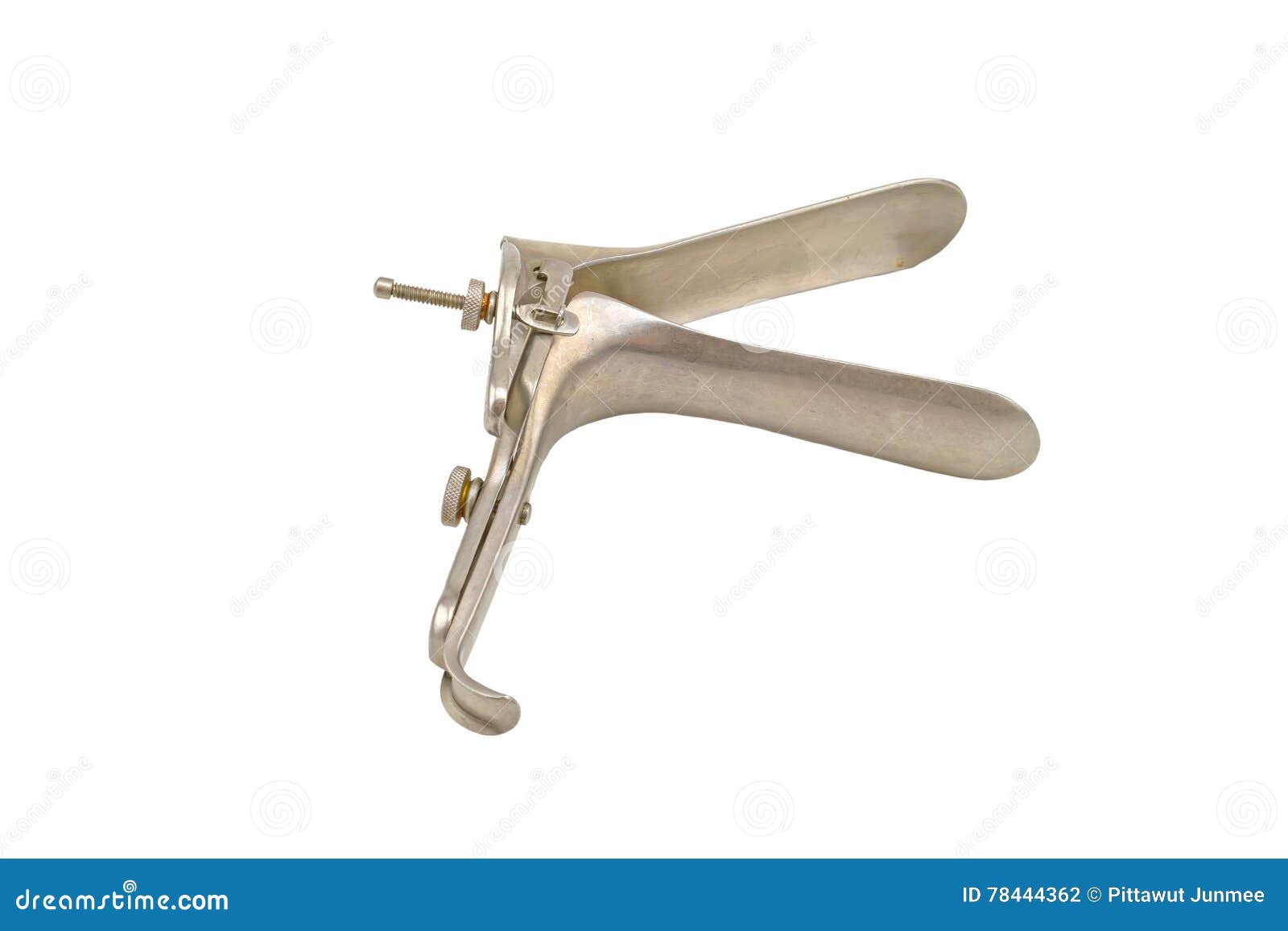 Stack of Medical Equipment ,Gynecologic Speculum on White Stock Photo