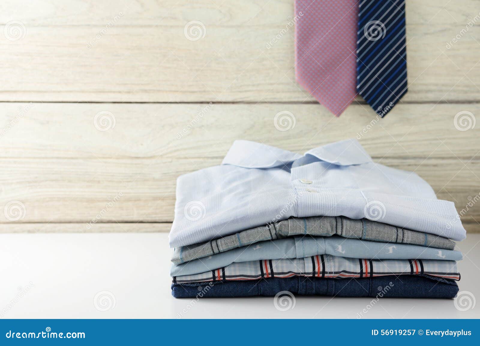 Stack of Men Shirts with Tie Stock Image - Image of background, pile ...