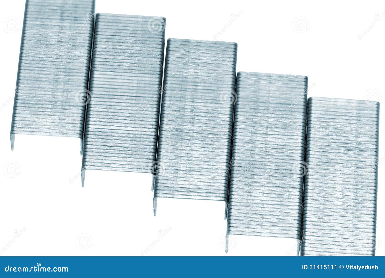 Stack of Metal Staples. Isolated on a White. Stock Image Image of