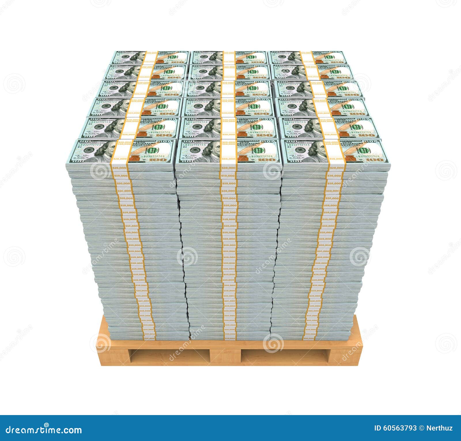 Stack of Money with Wooden Pallet Stock Image Image of asset, rich